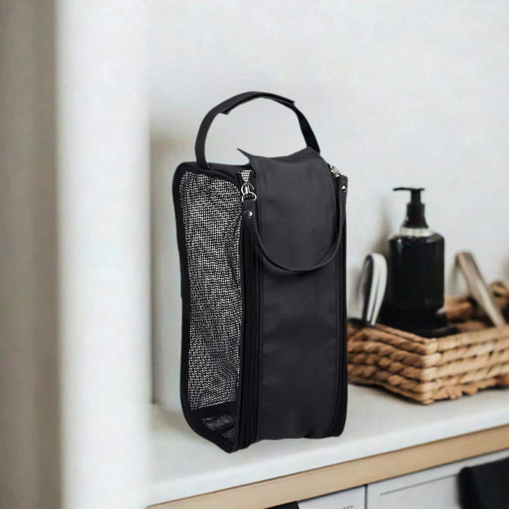Simplify Black Hanging Mesh Toiletry Bag