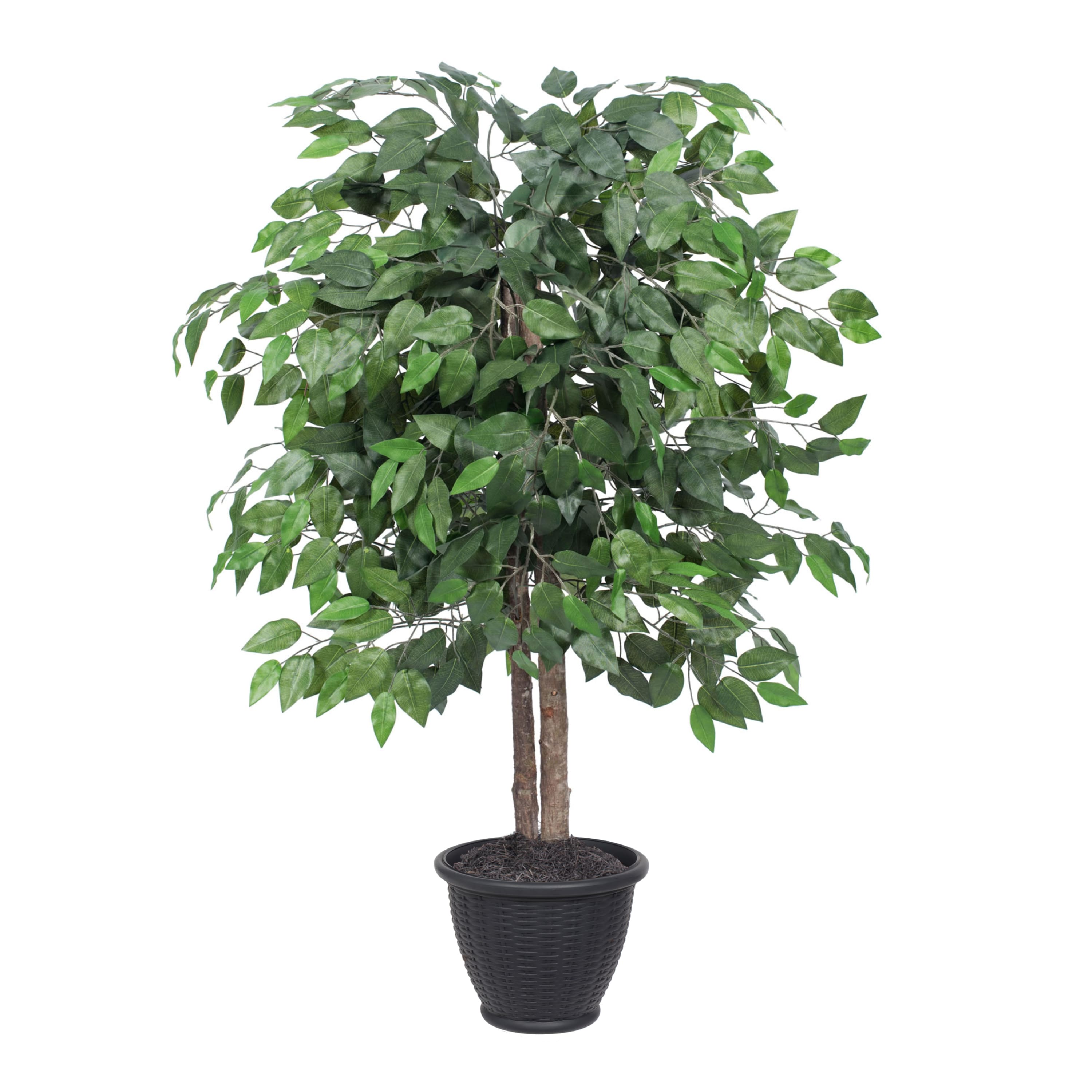 4ft. Artificial Ficus Bush with Round Gray Plastic Container