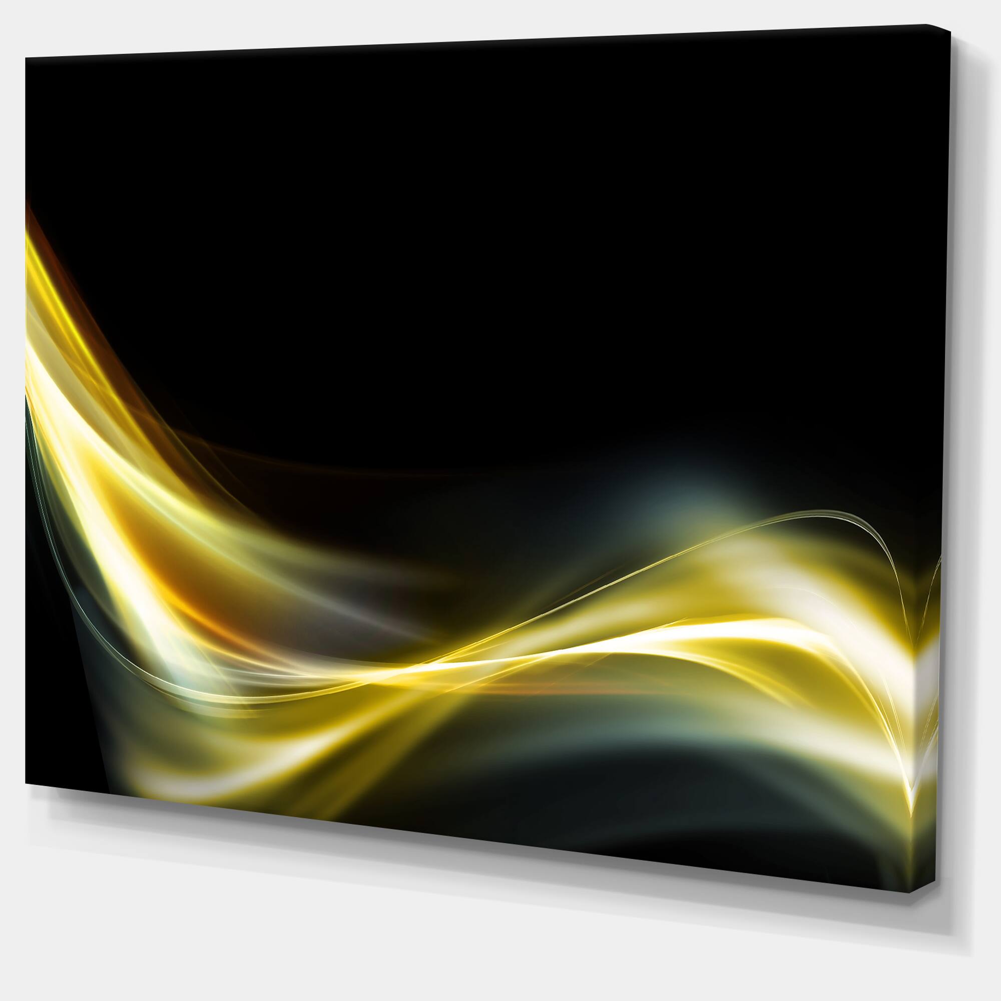 Designart - Gold in Black Upward Lines - Abstract Canvas art print