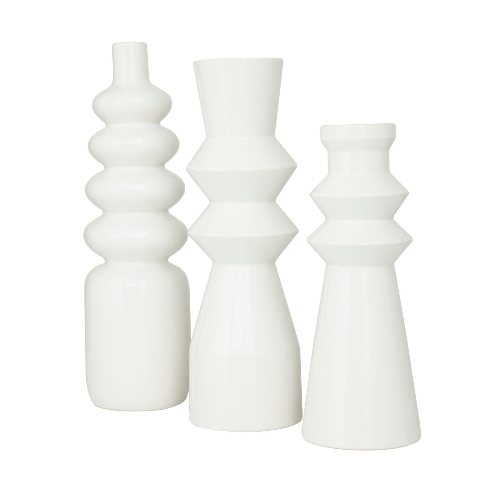 White Stoneware Contemporary Vase, Set of 3" 16",17" Vases & Containers Michaels
