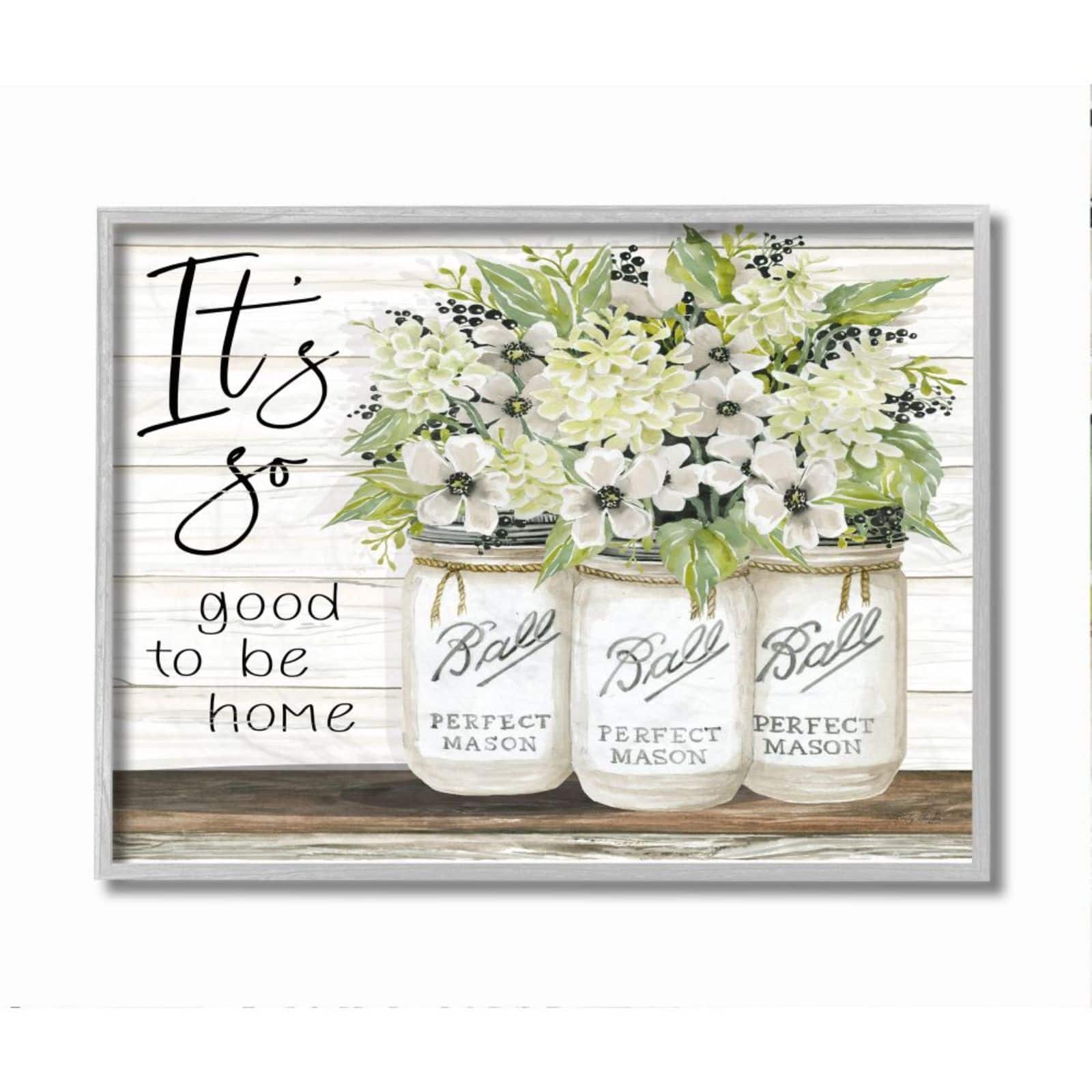 Stupell Industries It's So Good To Be Home Floral Wall Art in Gray Frame