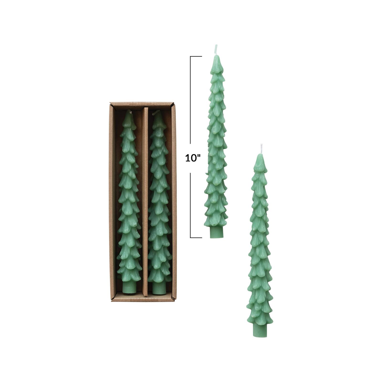 Hello Honey 10&#x22; Green Unscented Tree Shaped Taper Candles, 2ct.