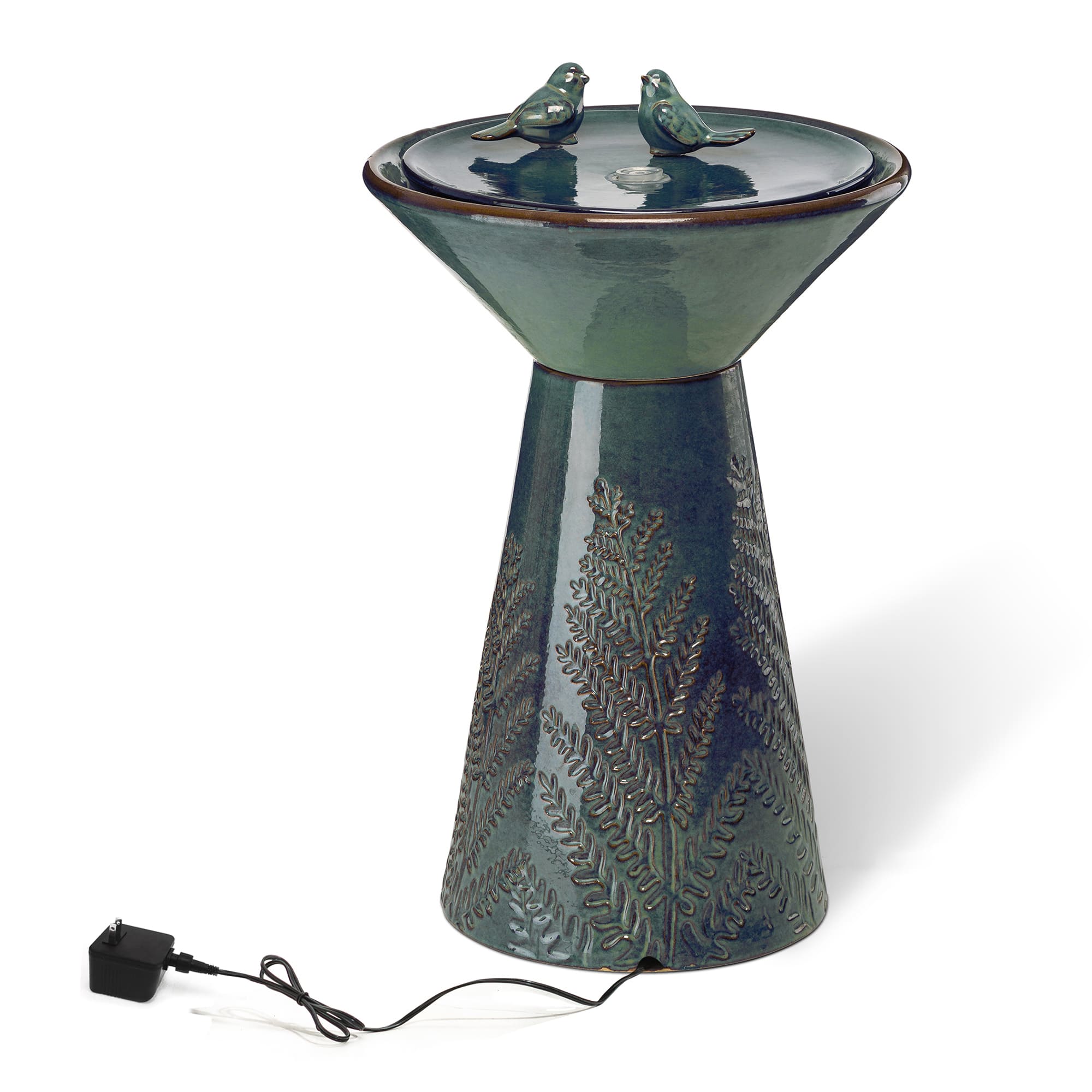 Glitzhome&#xAE; 27.5&#x22; LED Bird Pedestal Ceramic Fountain