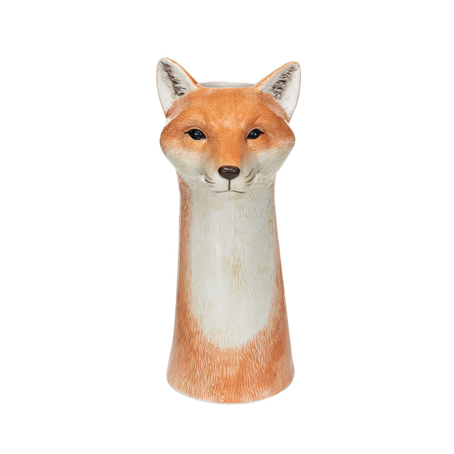 11&#x22; Orange Hand-Painted Decorative Stoneware Fox Vase