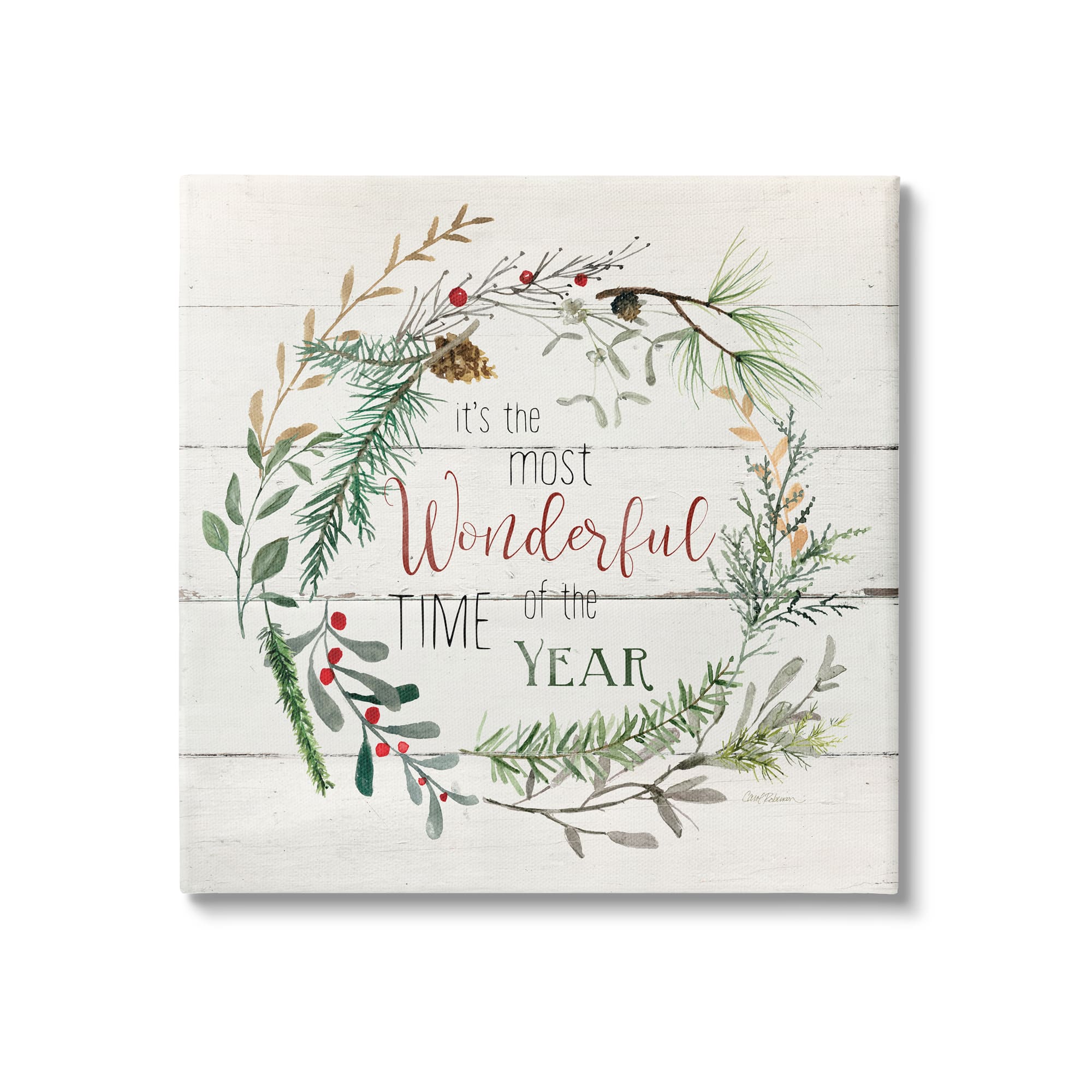Stupell Industries Most Wonderful Time of Year Wreath Canvas Wall Art