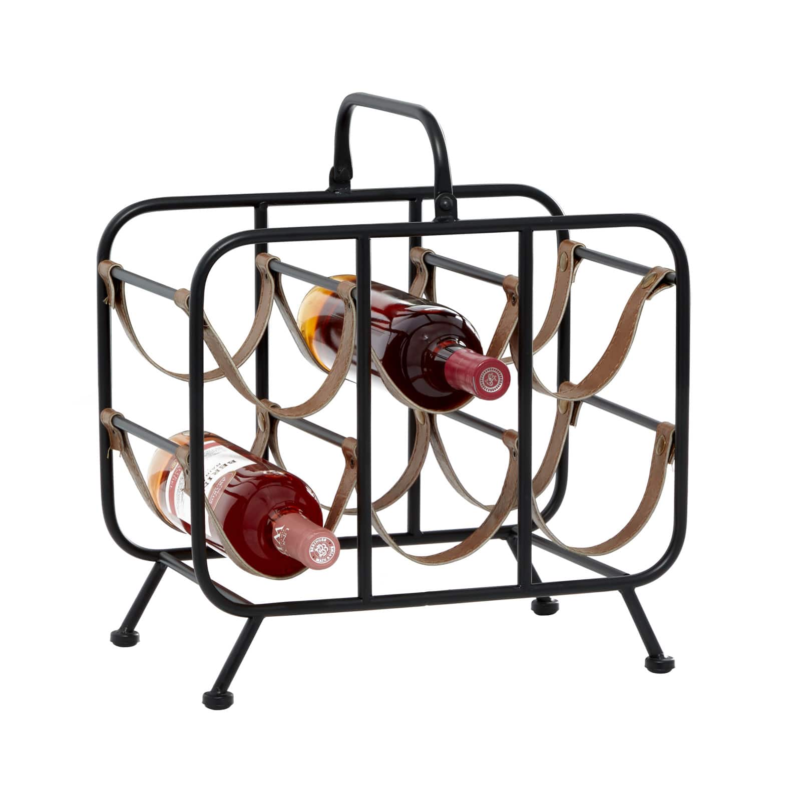 16" Black Metal Contemporary Wine Rack