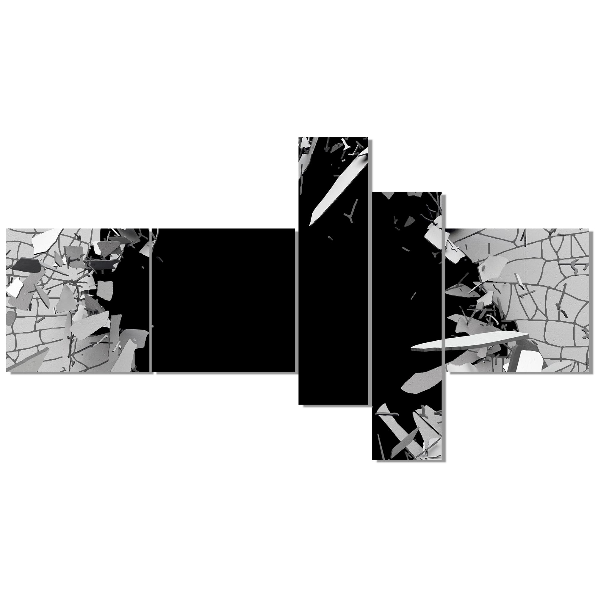 Designart - Abstract Broken Wall 3D Design - Abstract Canvas Wall Art