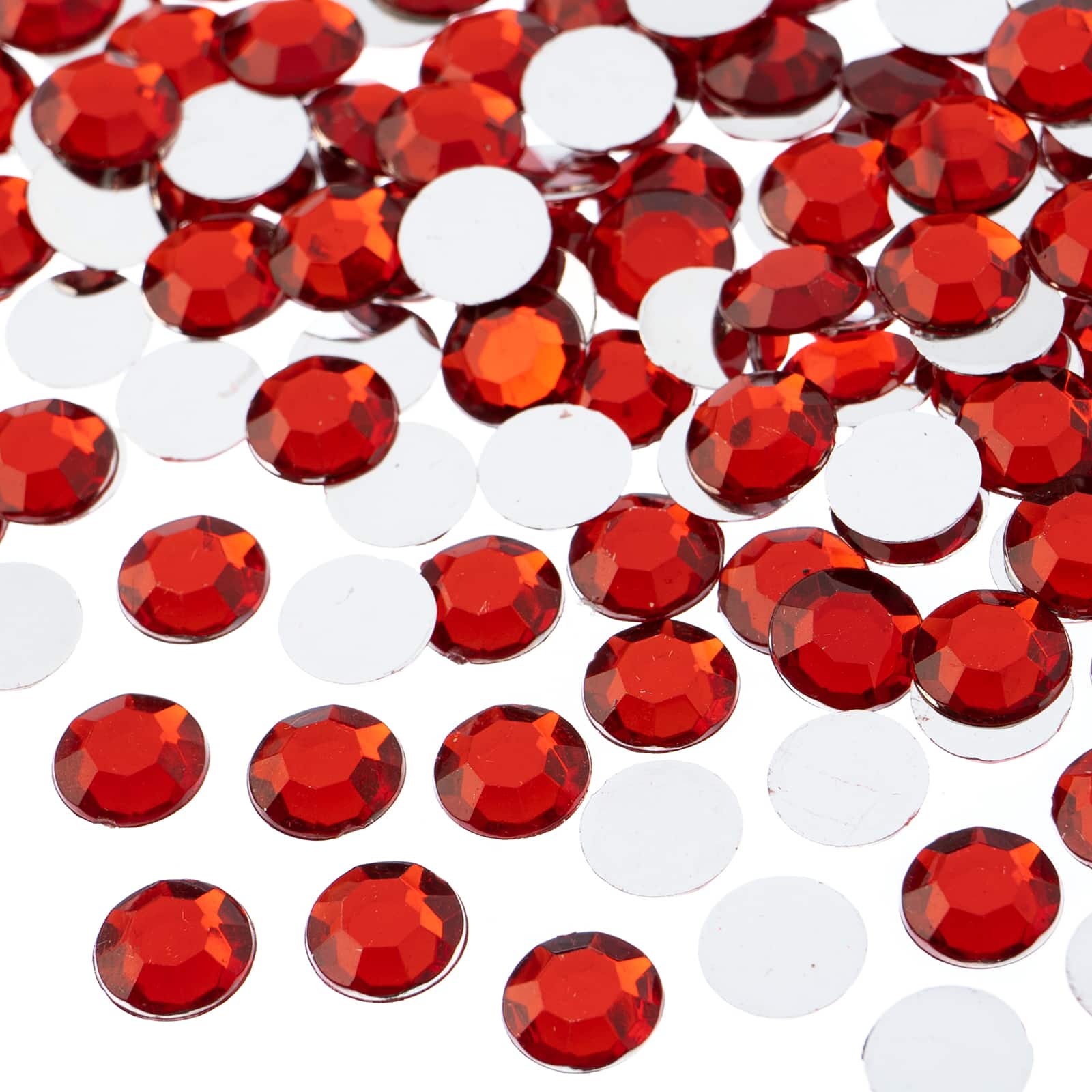 John Bead Acrylic Round Flat Back Rhinestones, 10mm