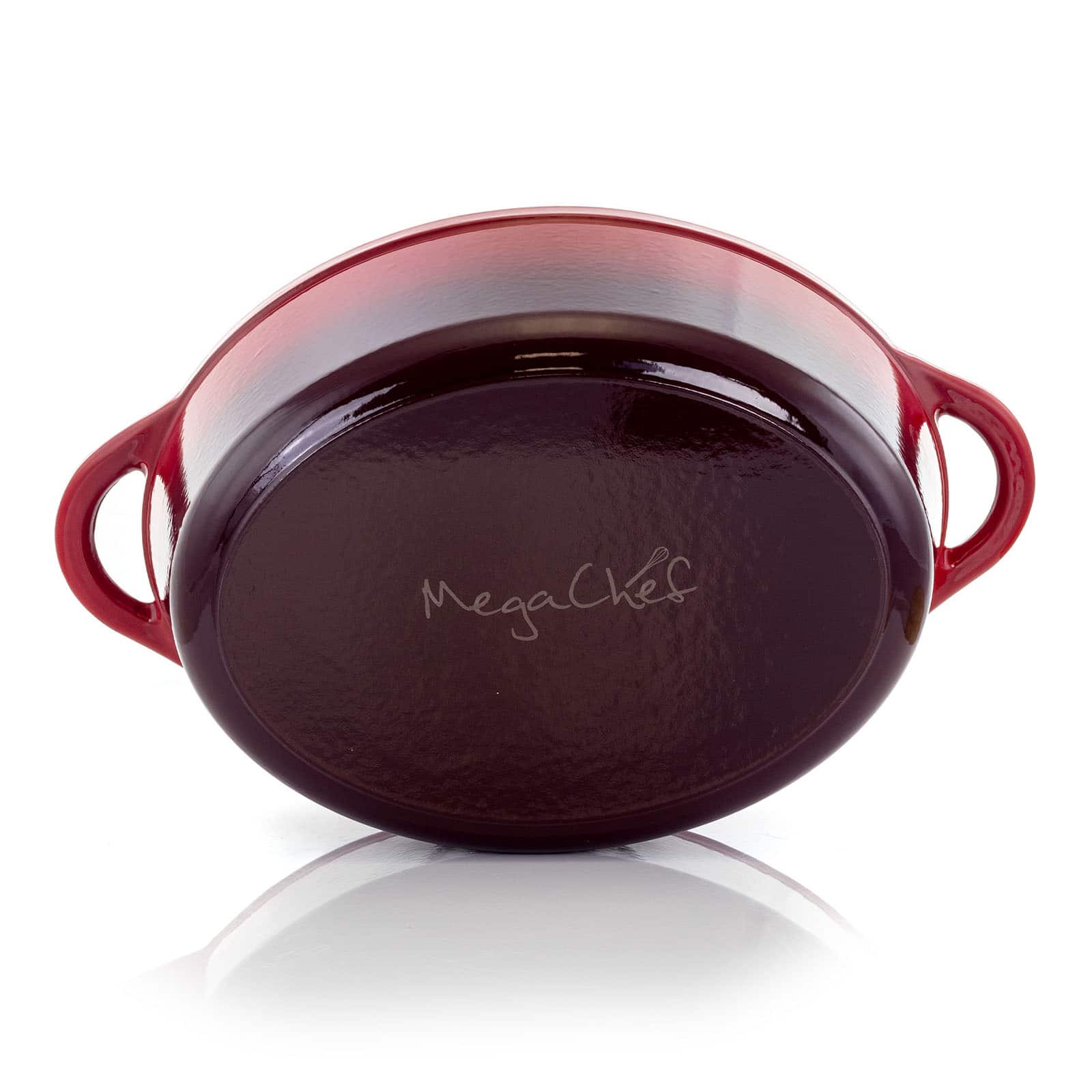 MegaChef 7qt. Red Oval Enameled Cast Iron Casserole