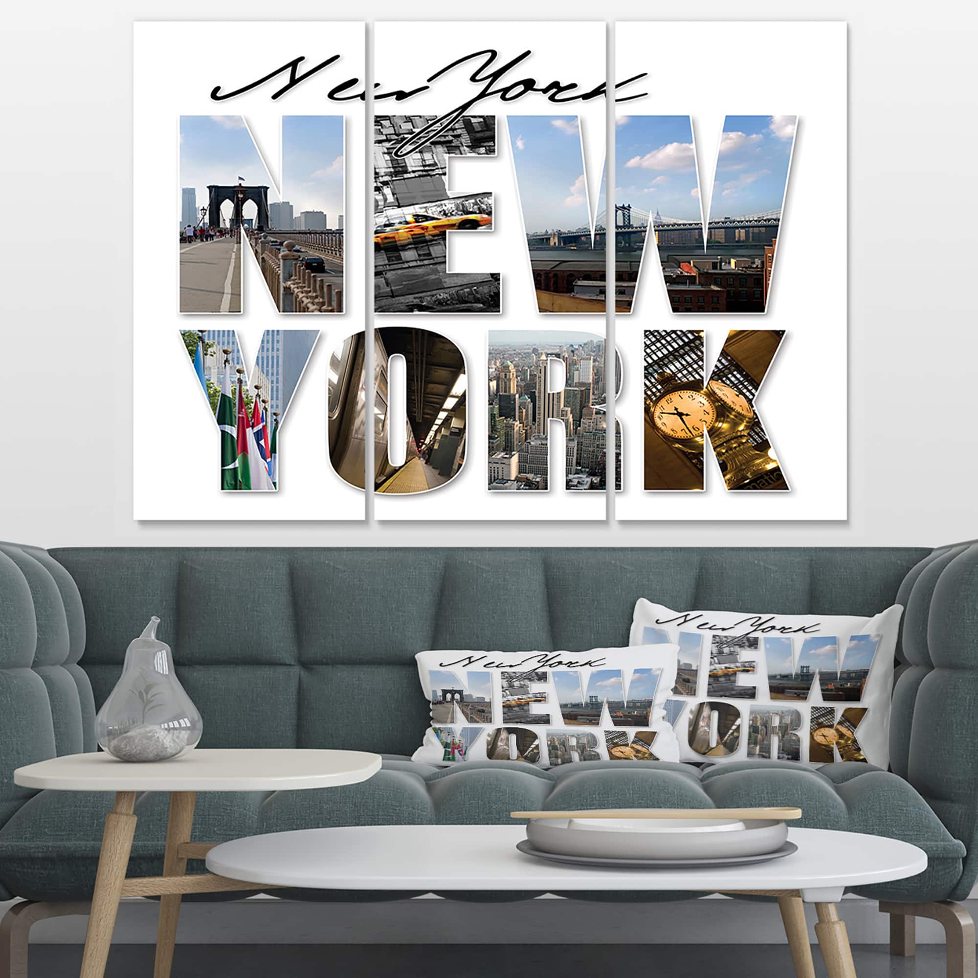 Designart - New York City Graphic Montage - Cityscape Canvas Art Print