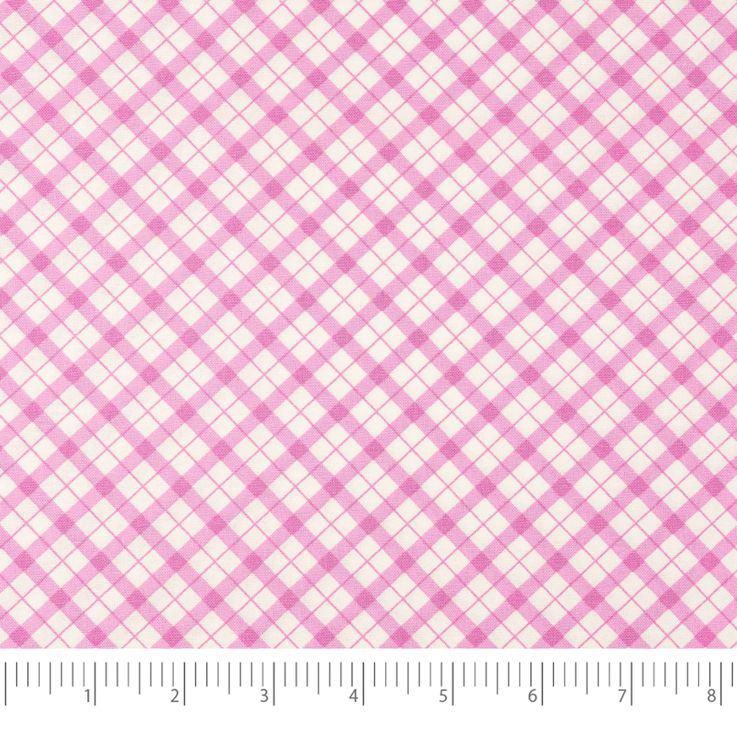 SINGER Pink Check Cotton Fabric