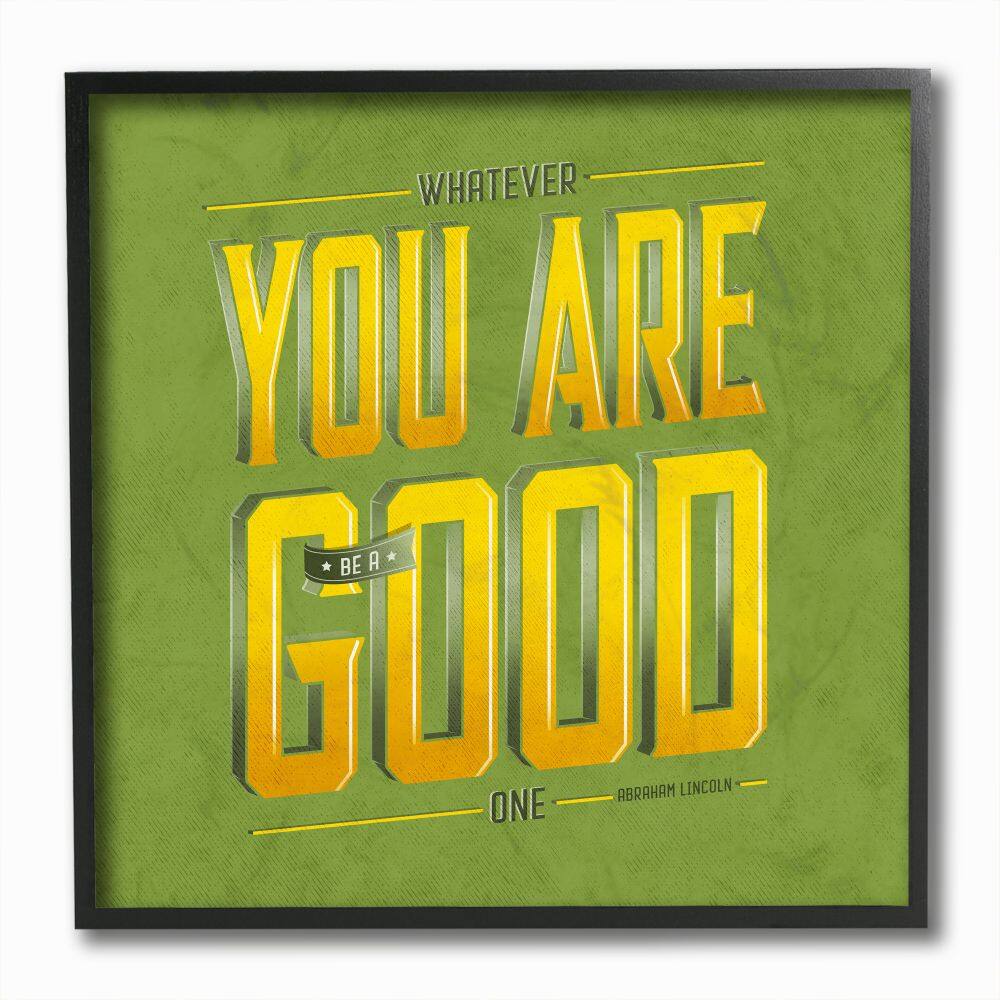 Stupell Industries Green Be A Good One Inspirational Comic Wall Accent with Black Frame