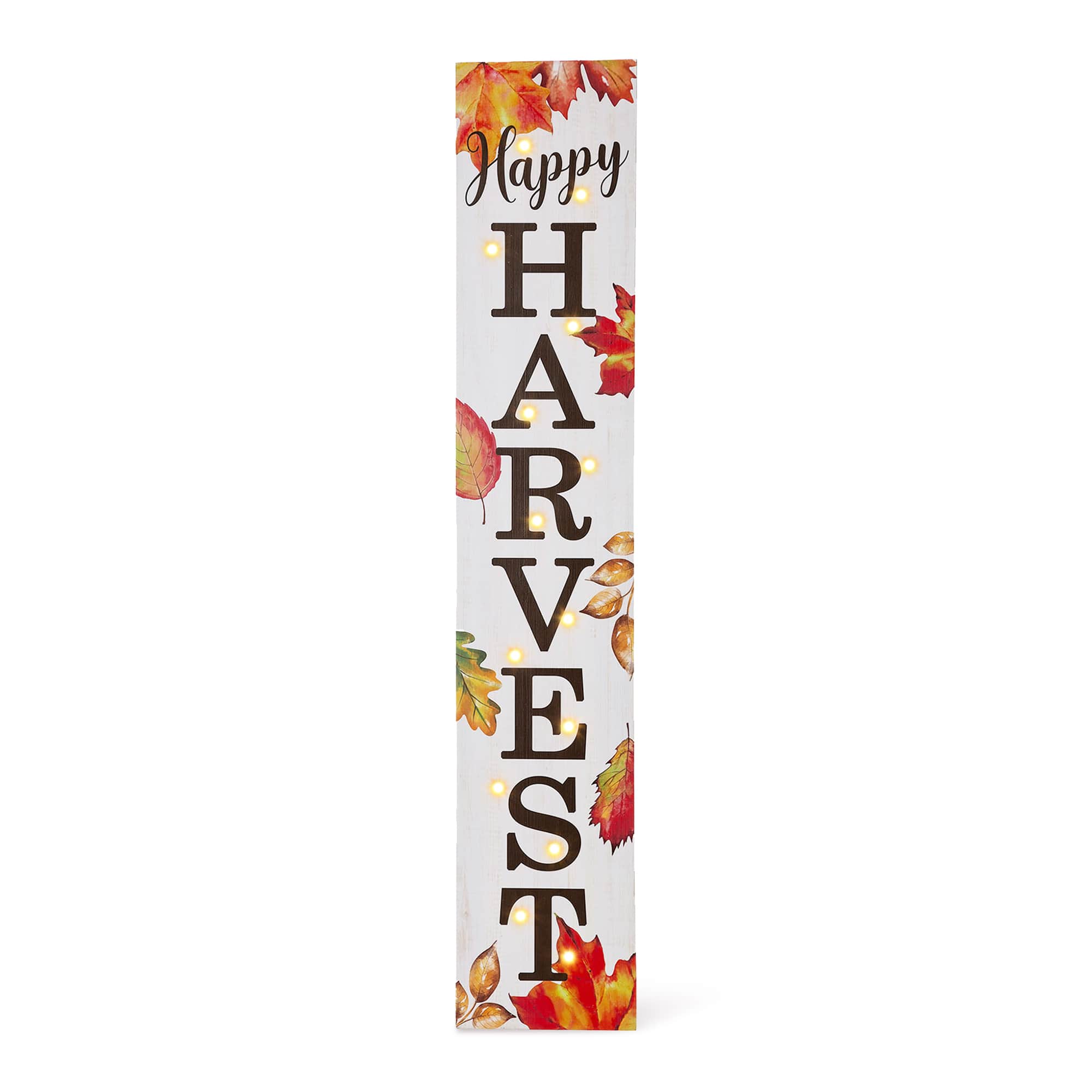 Glitzhome&#xAE; 42&#x22; Fall Lighted Maple Leaves Wooden Porch Sign with Timer
