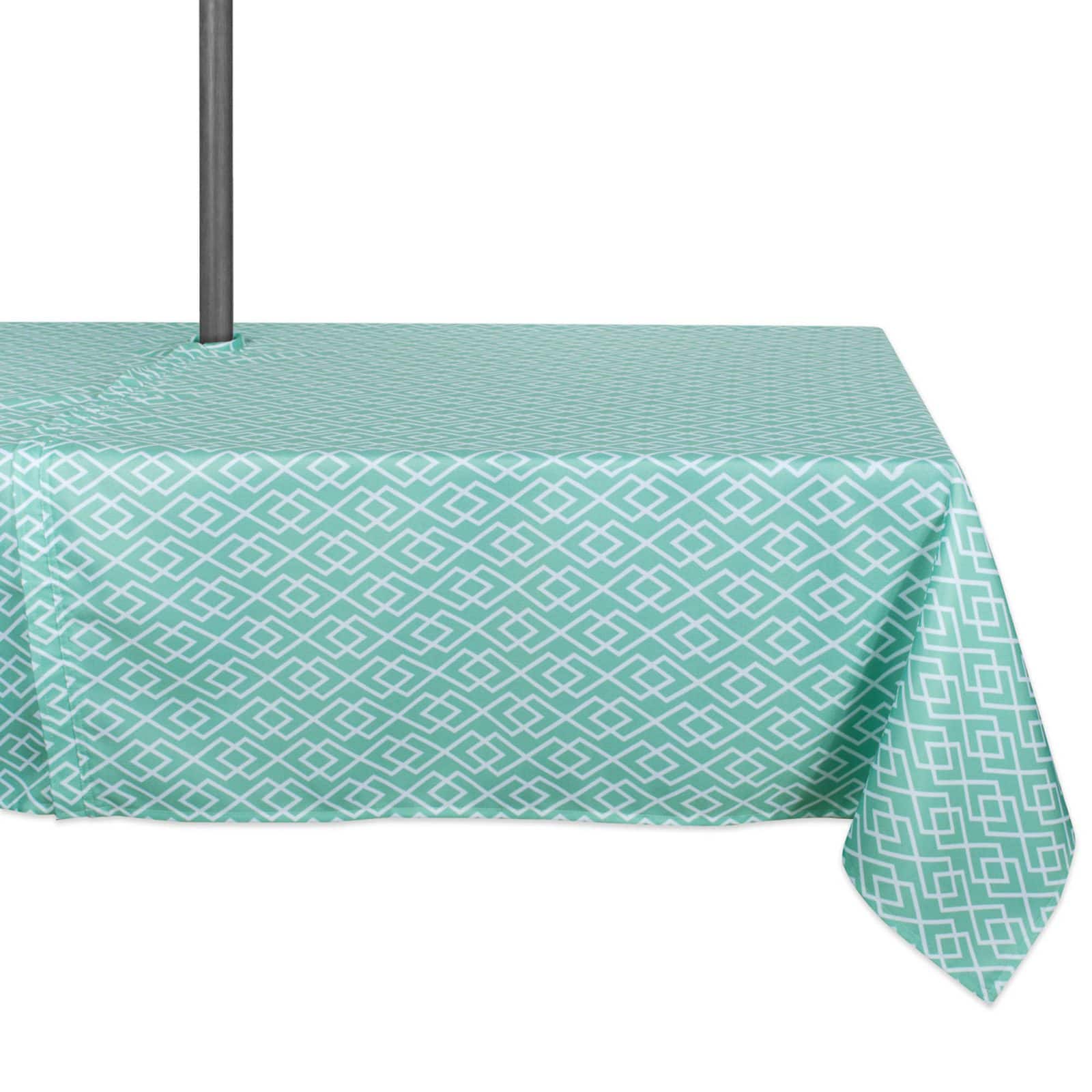 DII® 84" Aqua Diamond Outdoor Tablecloth With Zipper