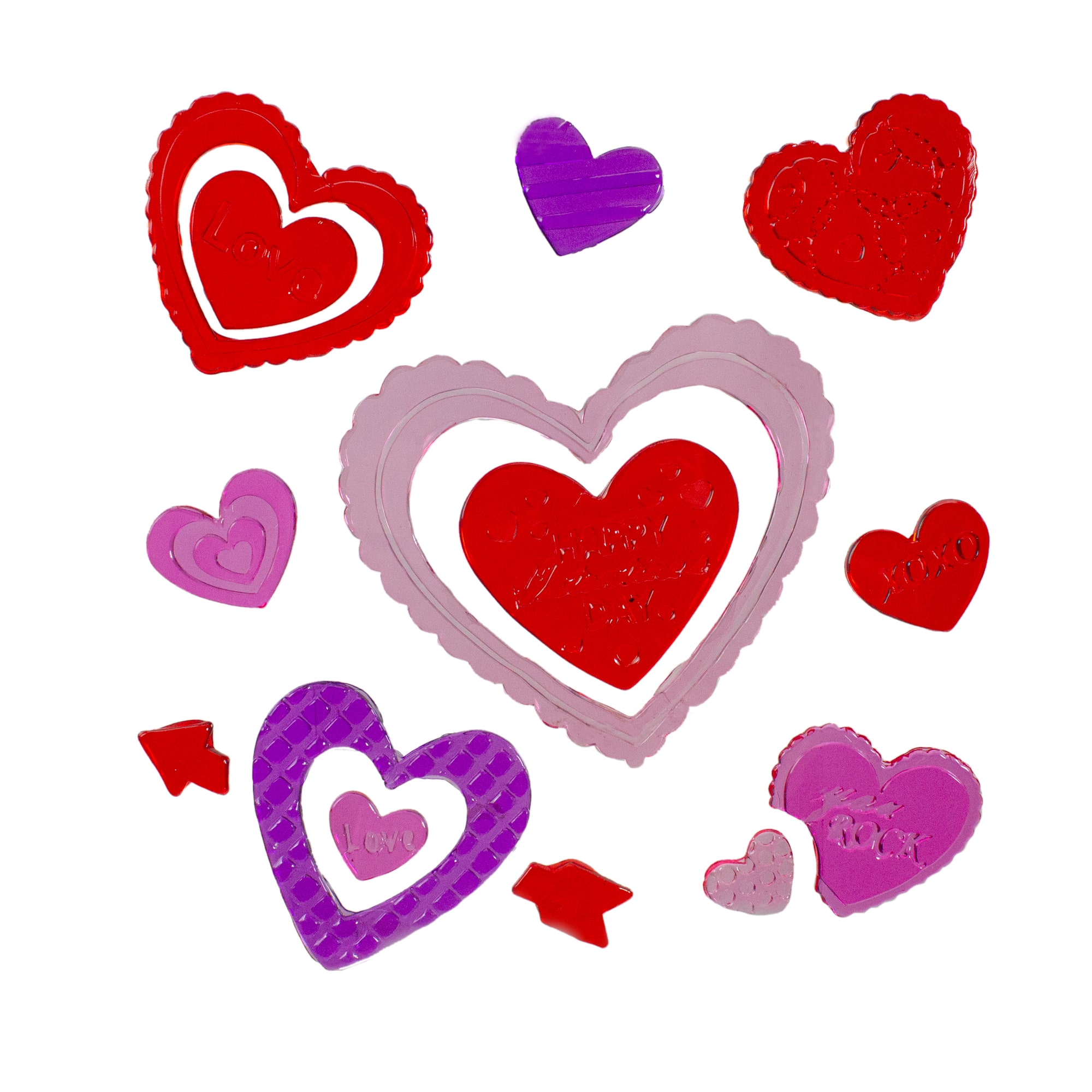 Red & Pink Heart Valentine's Day Gel Window Clings