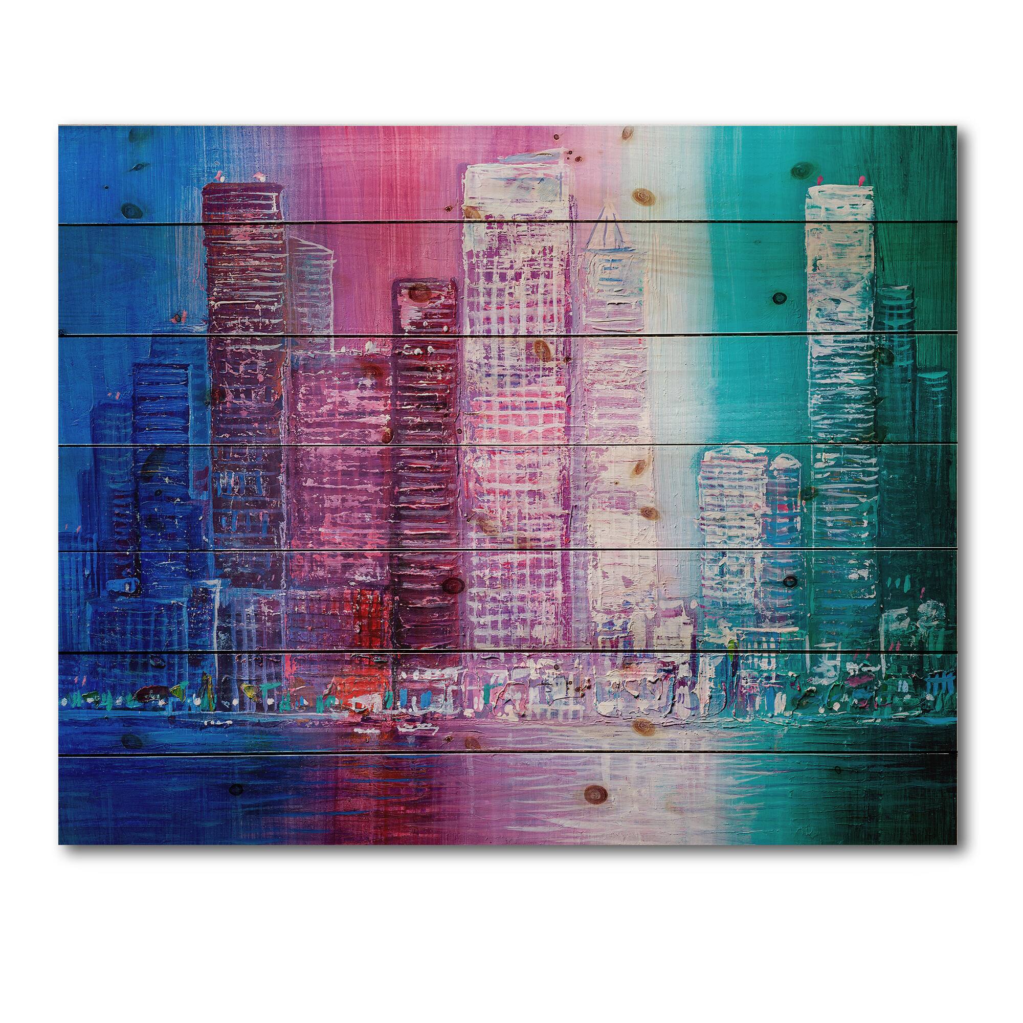 Designart - Skyscrapers Abstract Style Cityscape Panorama II