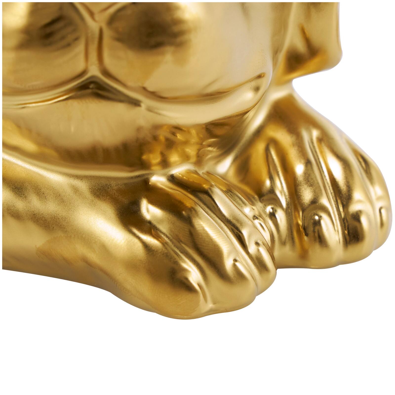 10" Gold Ceramic Laying Dog Sculpture