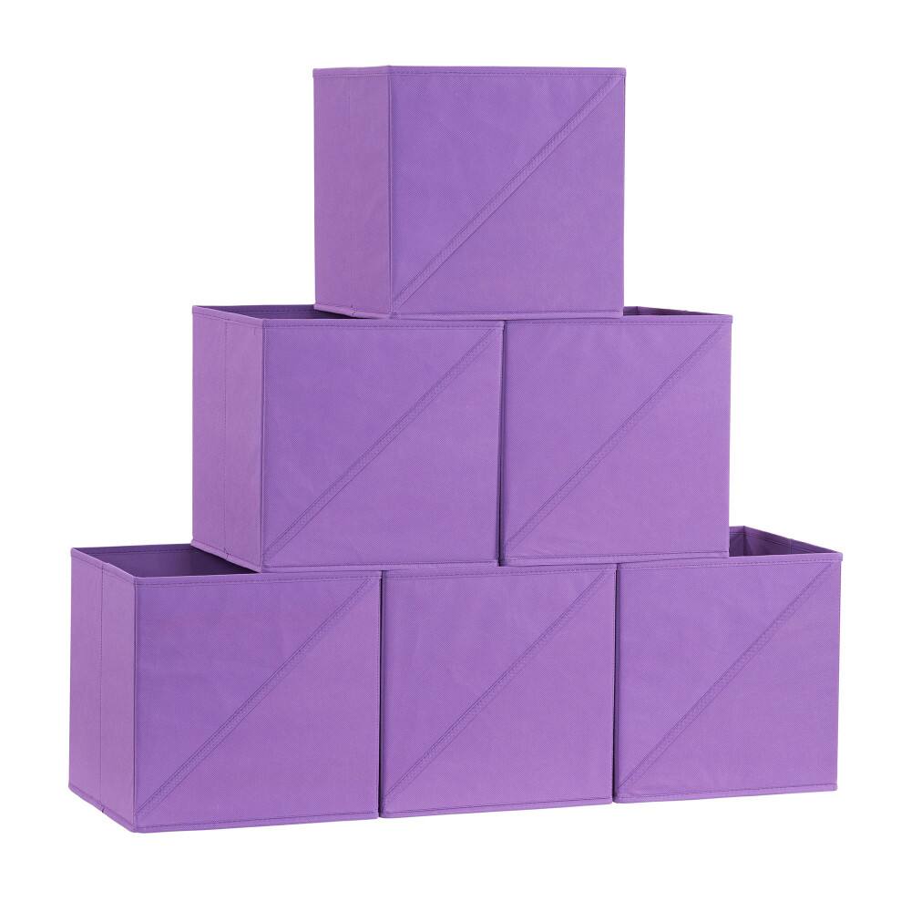Household Essentials 11&#x22; Purple Storage Cubes with Diagonal Lip Handles, 6ct.