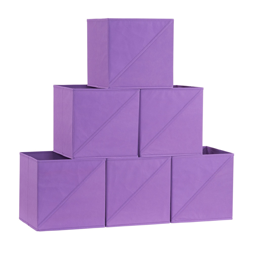 Household Essentials 11" Purple Storage Cubes with Diagonal Lip Handles, 6ct.