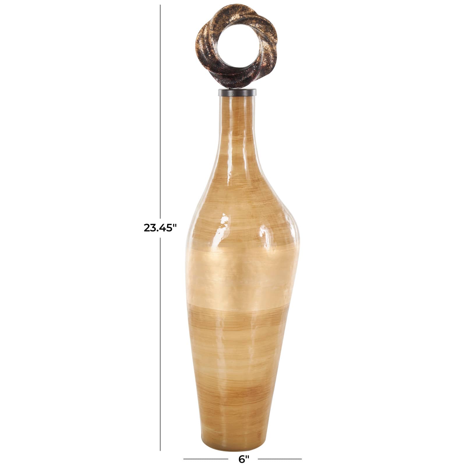 23" Light Brown Glass Brushed Ombre Decorative Jar with Ring Top