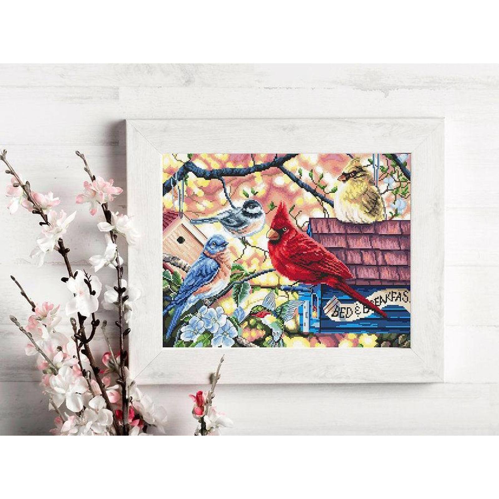 LetiStitch Springtime Songbirds Counted Cross Stitch Kit