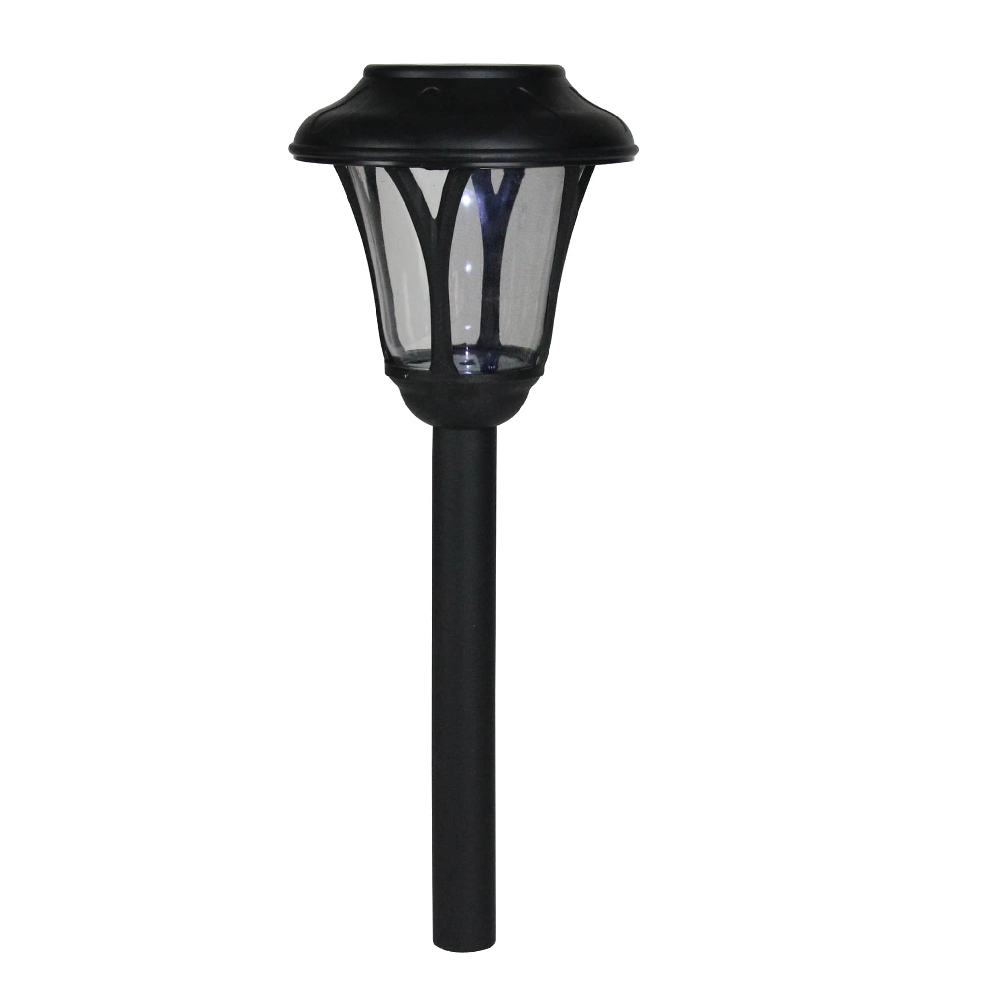 12&#x22; Black Solar Lantern With White LED Light &#x26; Lawn Stake