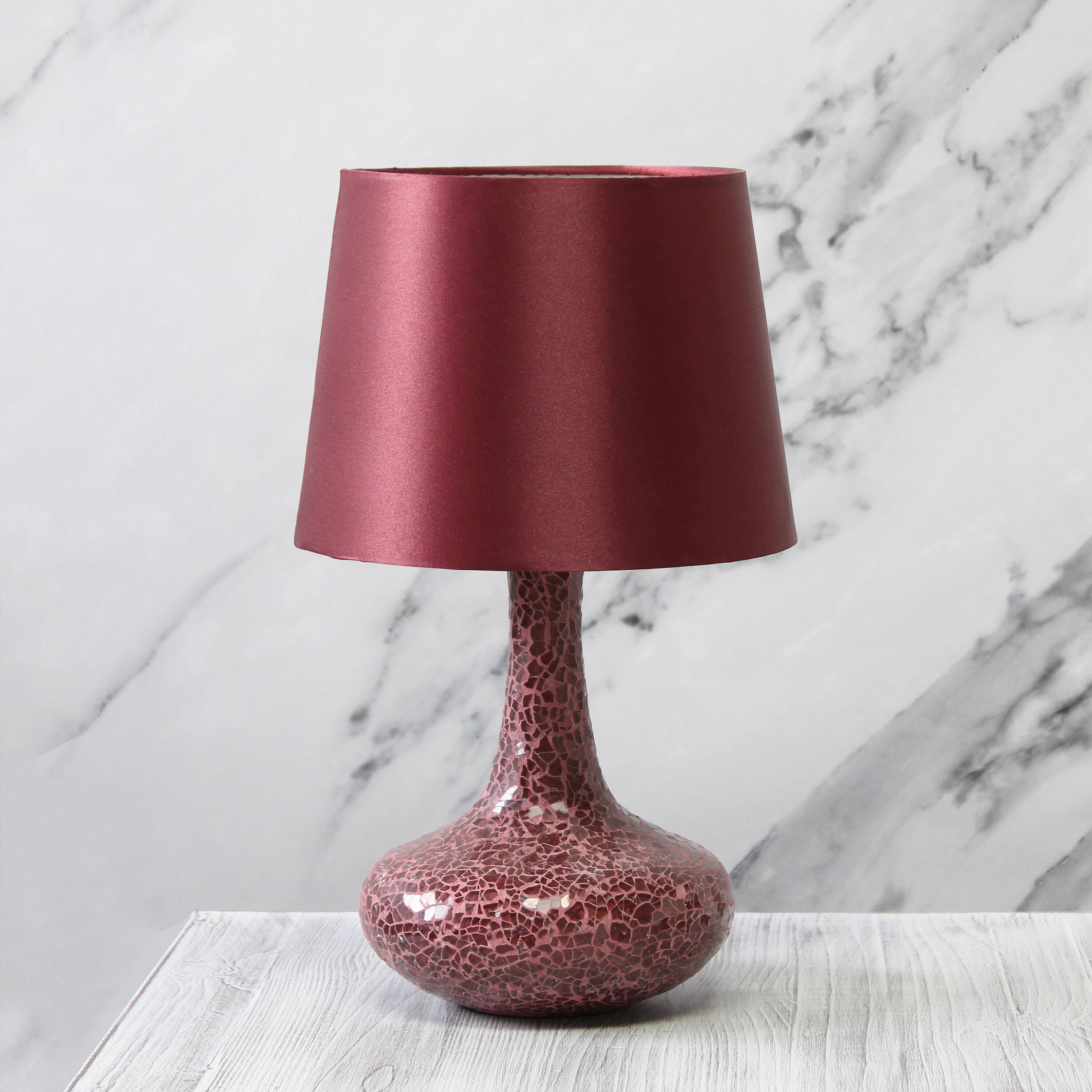 Simple Designs 14&#x22; Mosaic Glass Genie Table Lamp with Fabric Shade