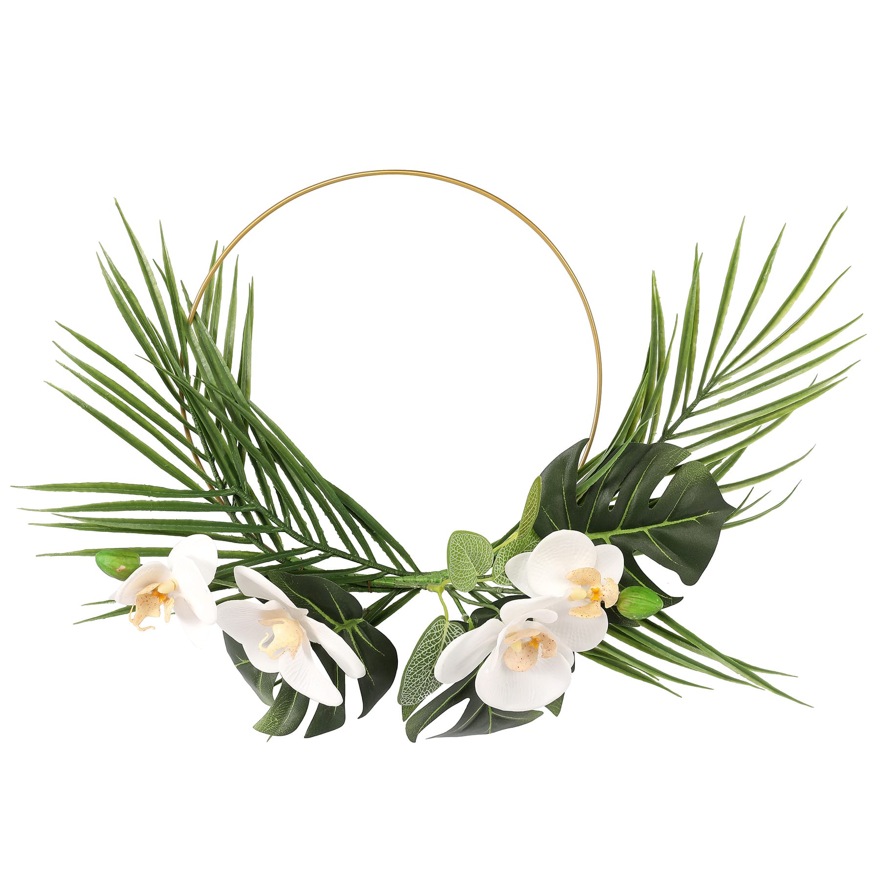 14&#x22; White Orchid &#x26; Palm Mix Mini Wreath by Ashland&#xAE;