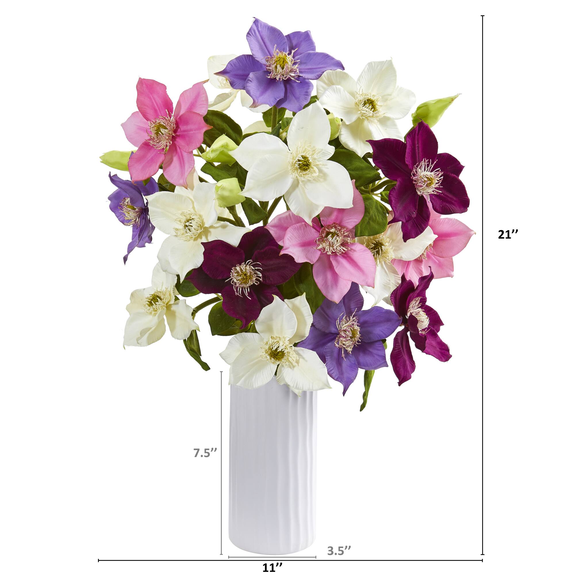 21" Anemone Arrangement In White Vase