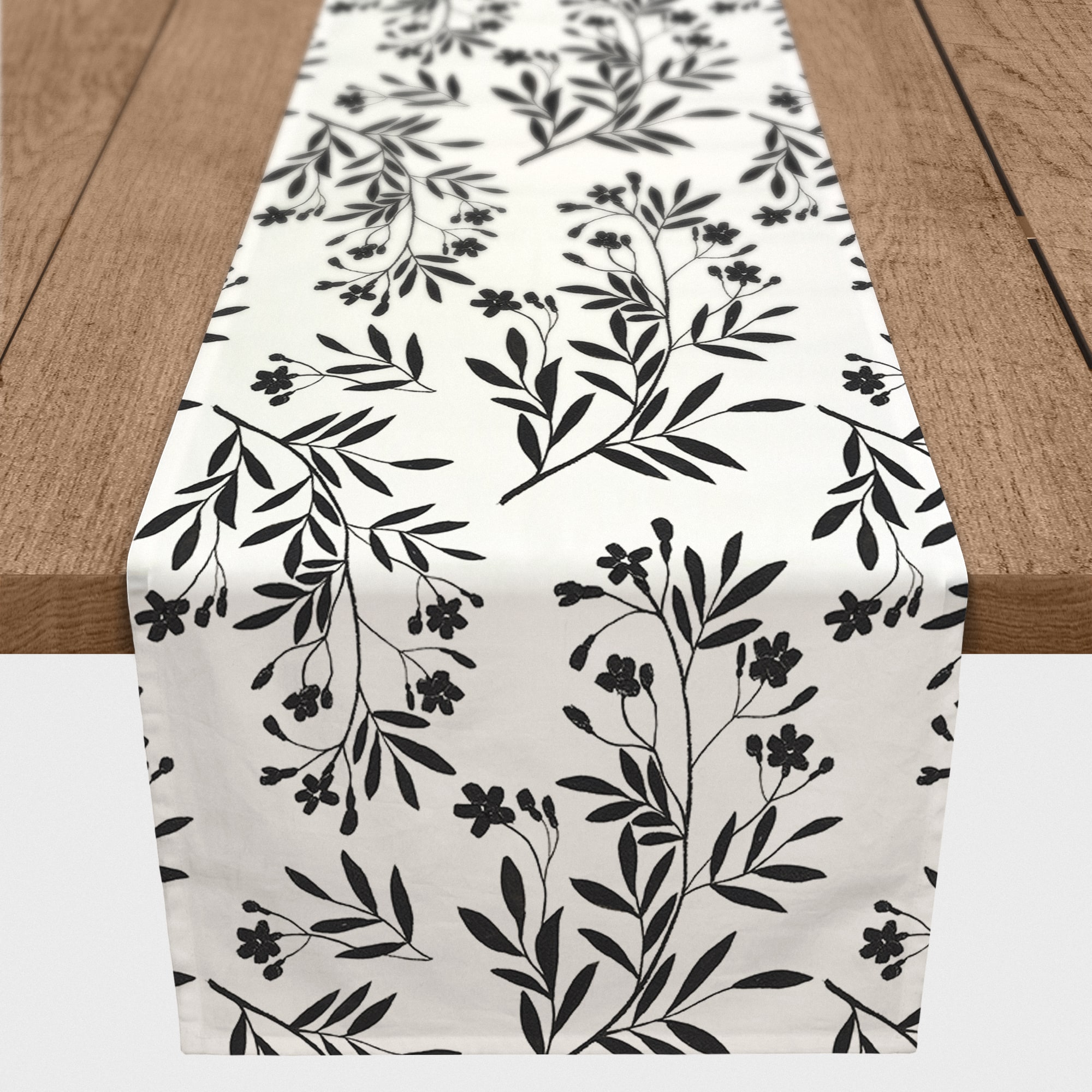 Monochromatic Floral Bunch 16" x 90" Cotton Twill Runner