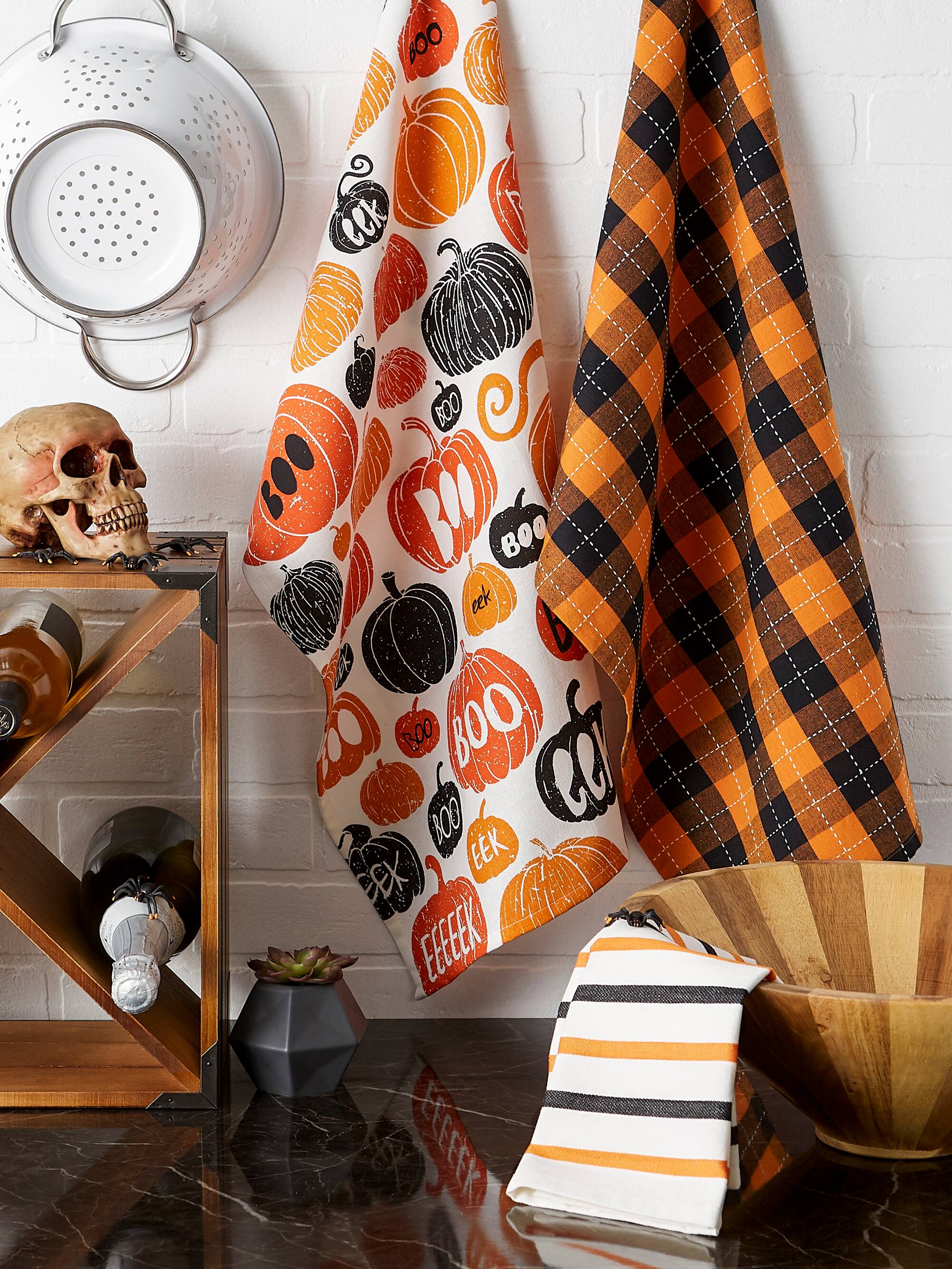 DII&#xAE; Pumpkin Boo! Dishtowel Set