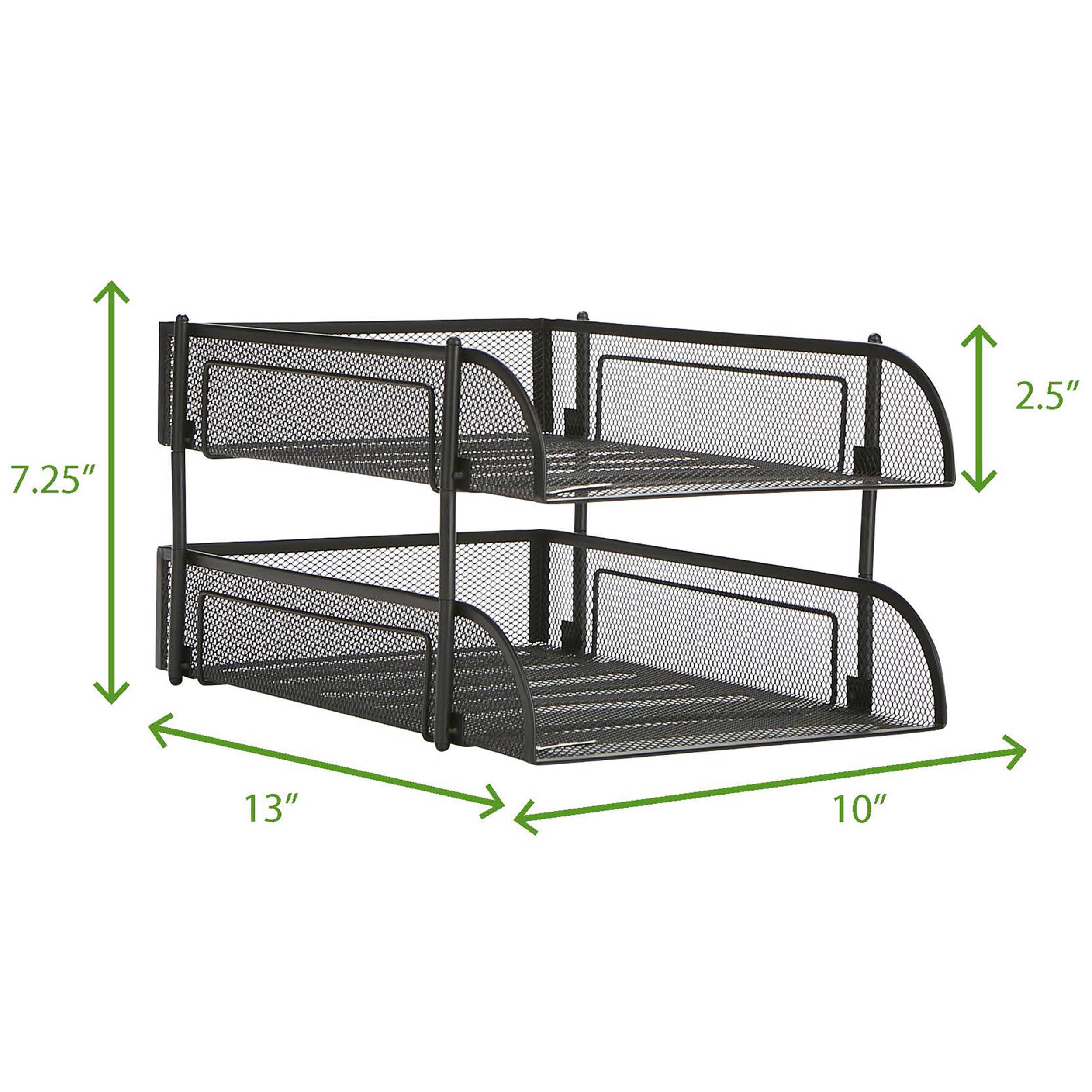 Mind Reader Black 2 Piece Stackable Metal Mesh Letter Tray