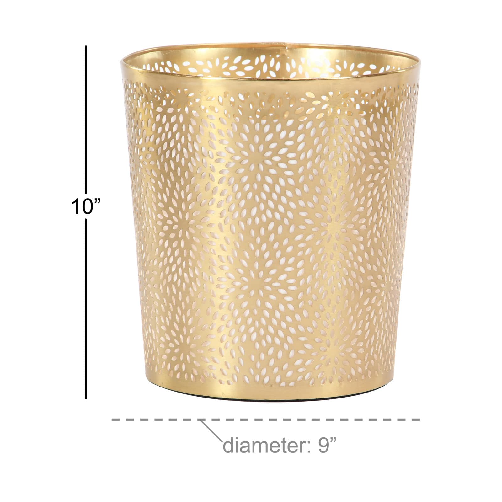 CosmoLiving by Cosmopolitan 10&#x22; Gold Glam Small Waste Bin