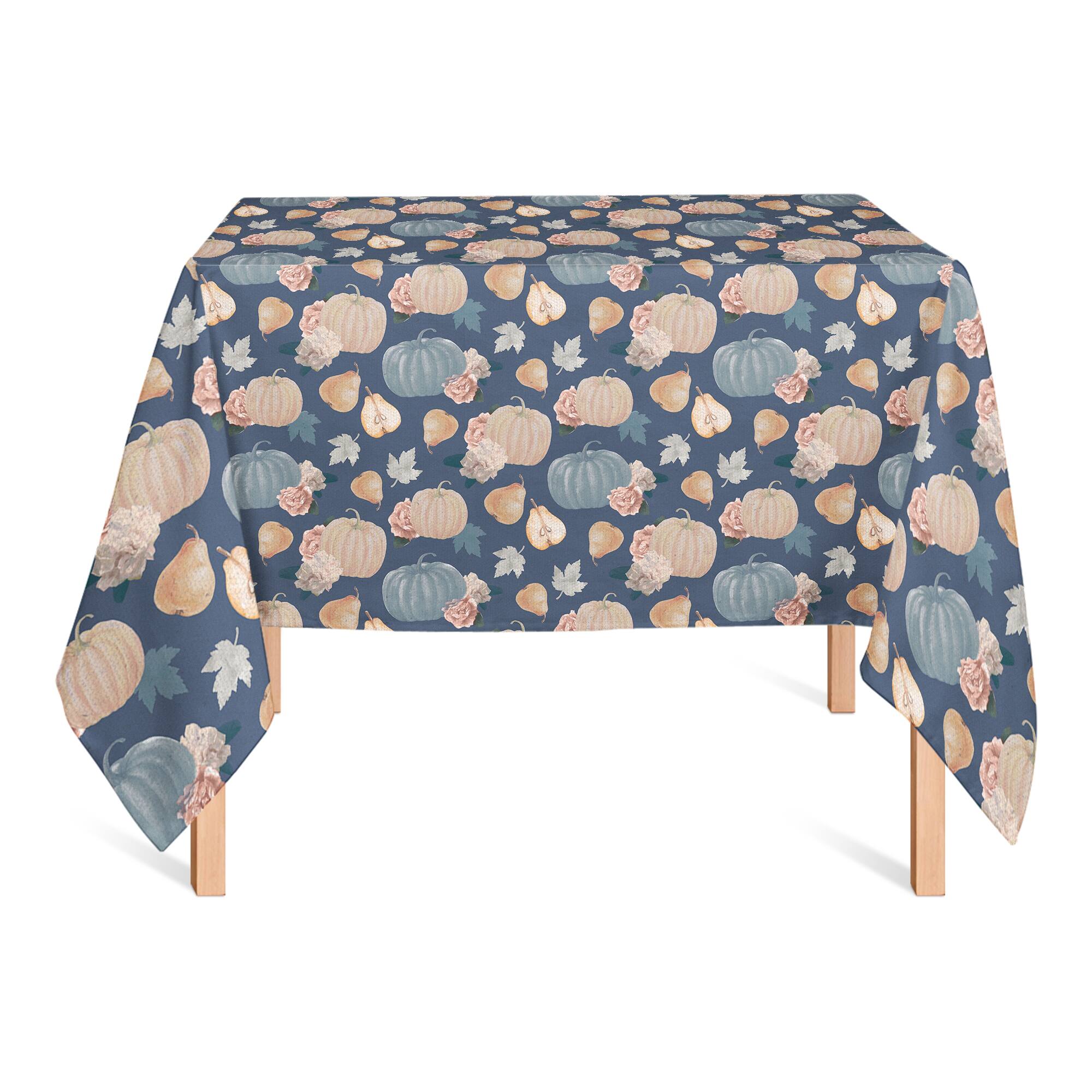 58" Sweet Harvest Pattern Blue Tablecloth