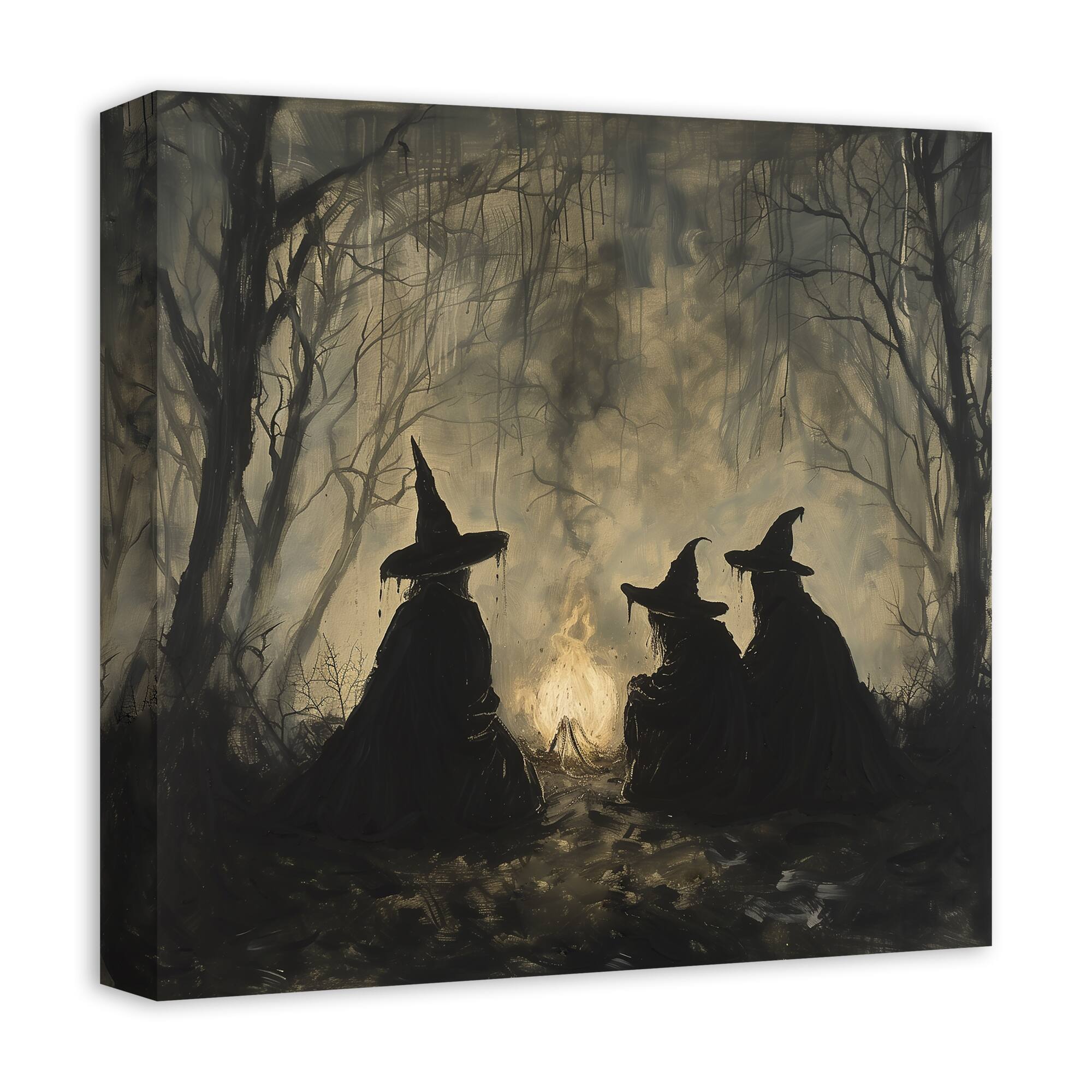 Spooky Witches Circle 16&#x22; x 16&#x22; Canvas Wall Art