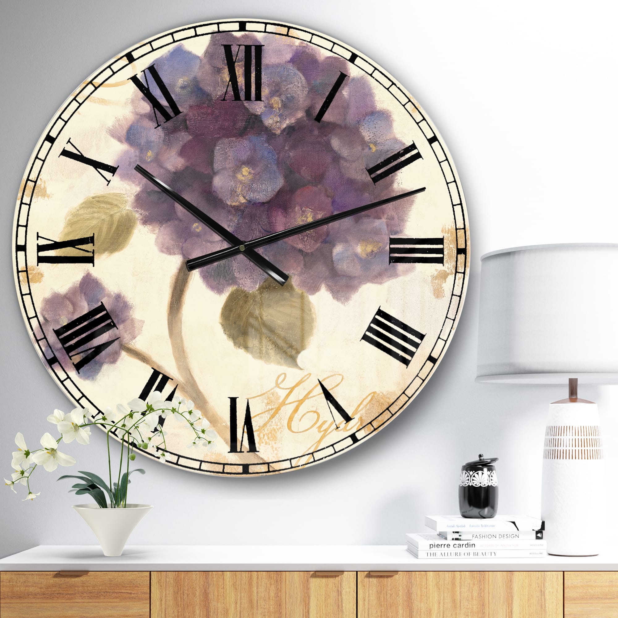 Designart &#x27;Abundant Hydrangea Flower Ii Farmhouse Wall Clock