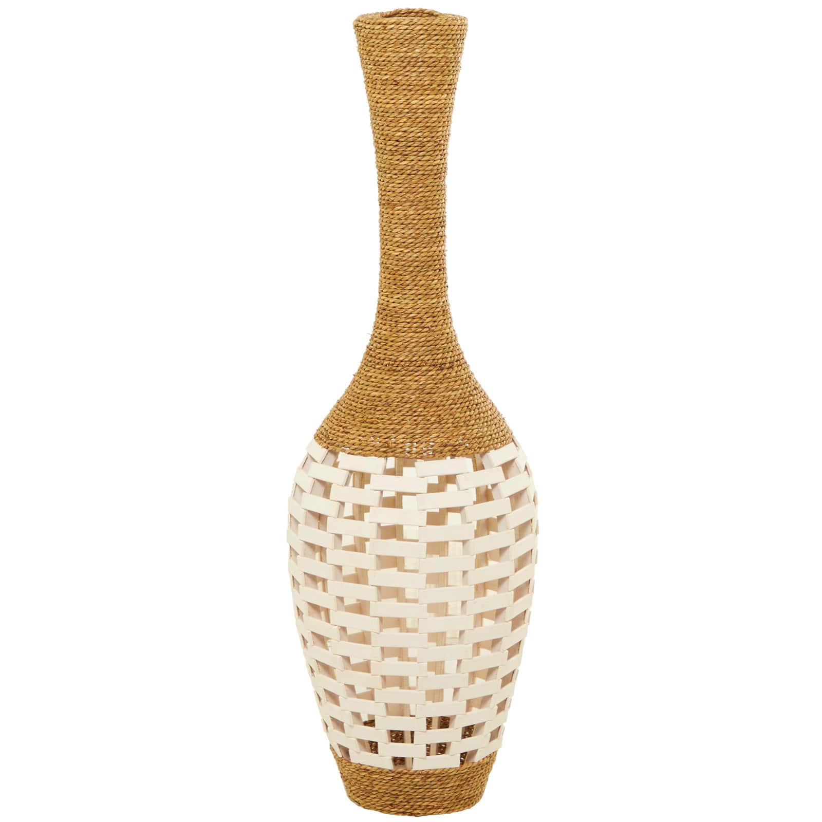 White Seagrass Handmade Tall Woven Floor Vase 13" x 13" x 40"