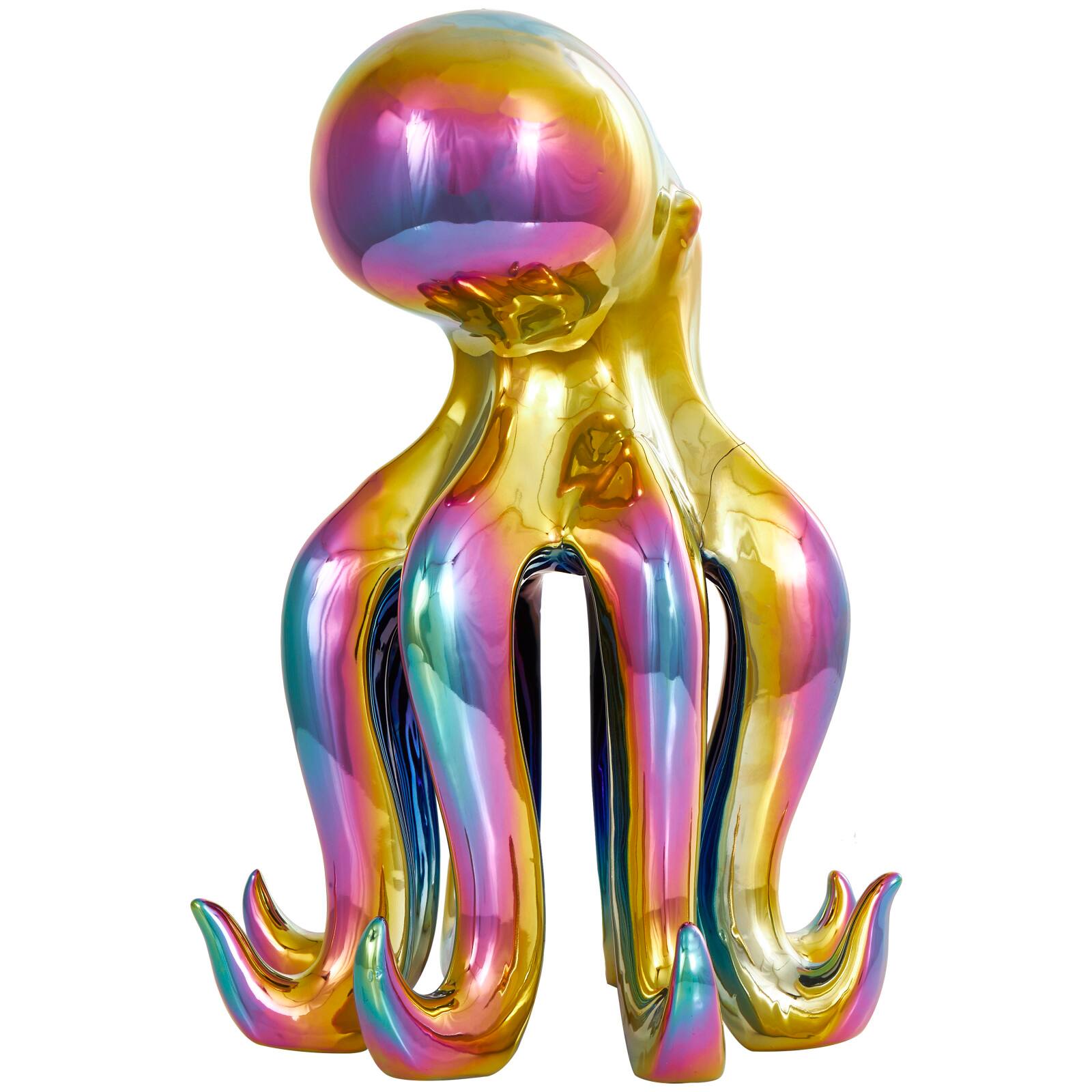 17" Rainbow Ceramic Octopus Sculpture