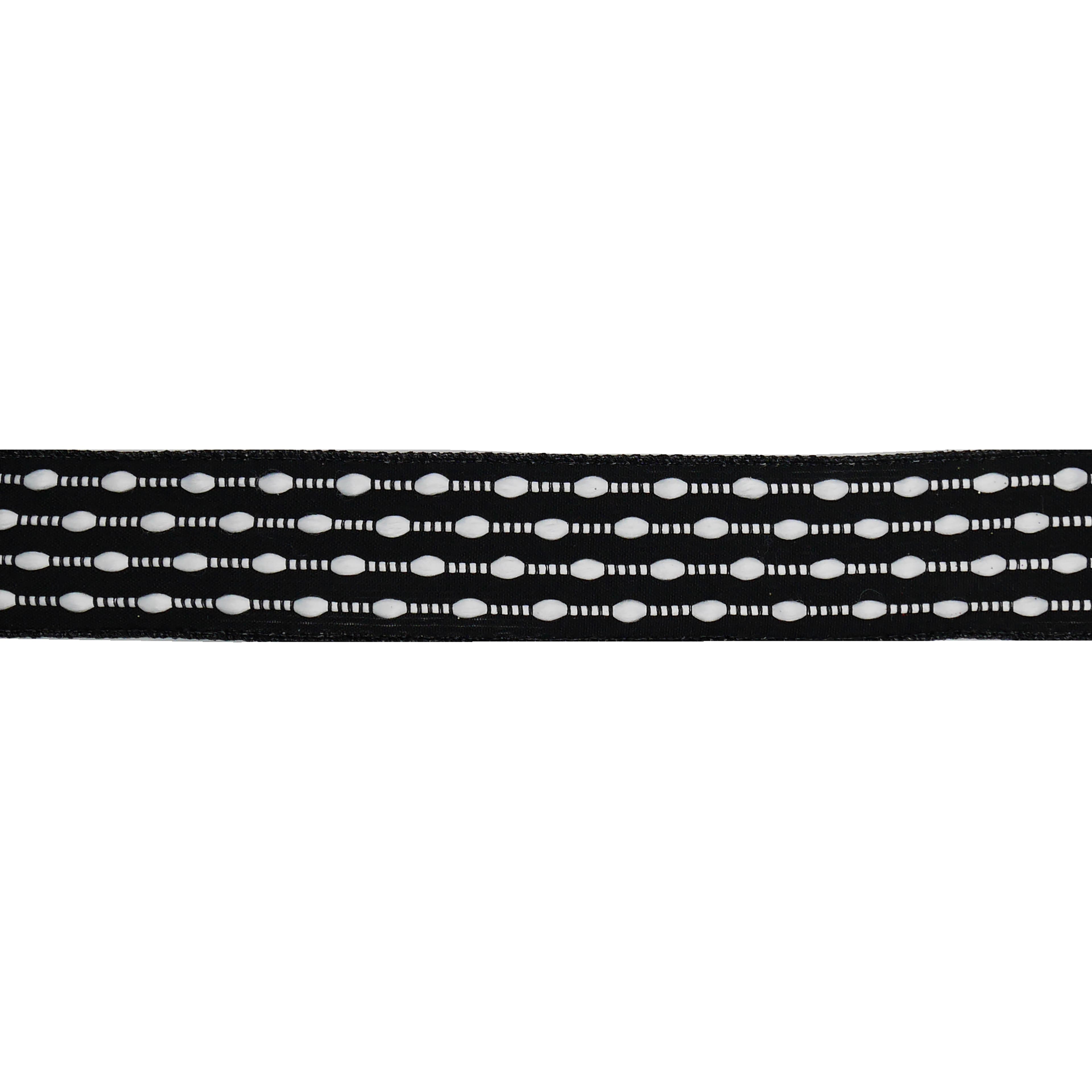 1.5&#x22; x 25ft. Black &#x26; White Stitch Wired Taffeta Ribbon by Celebrate It&#xAE;