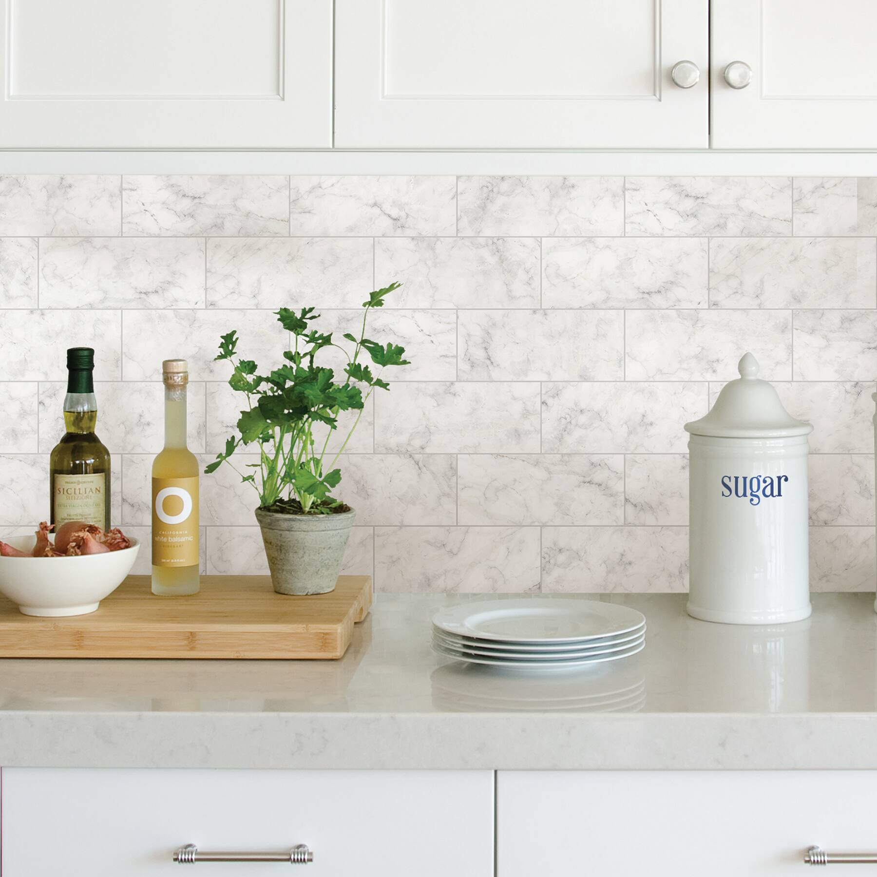 Brewster Marble Tile Peel &#x26; Stick Backsplash