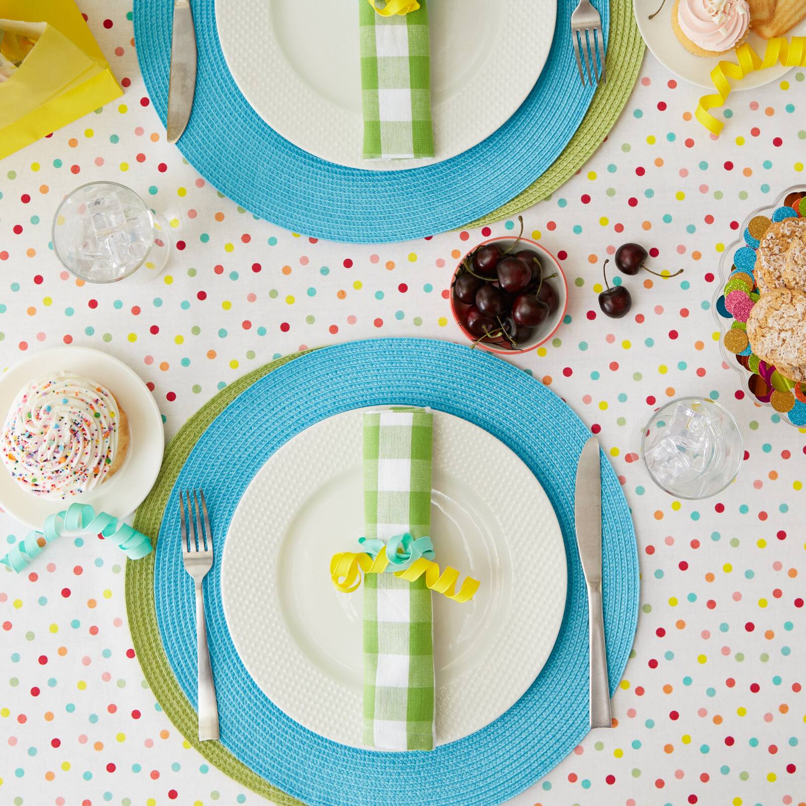 Multi Polka Dots Print Tablecloth 52" x 52"
