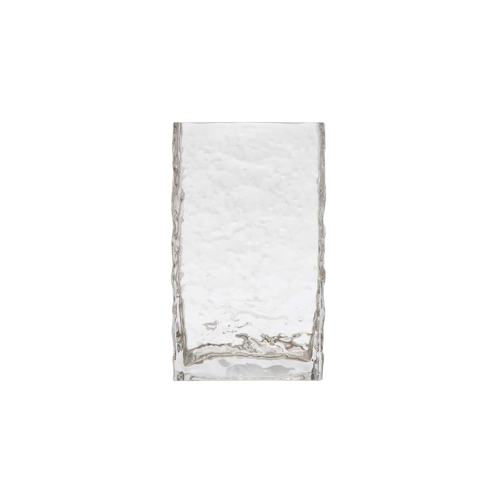 Hello Honey® 8" Clear Rectangular Hammered Glass Vase