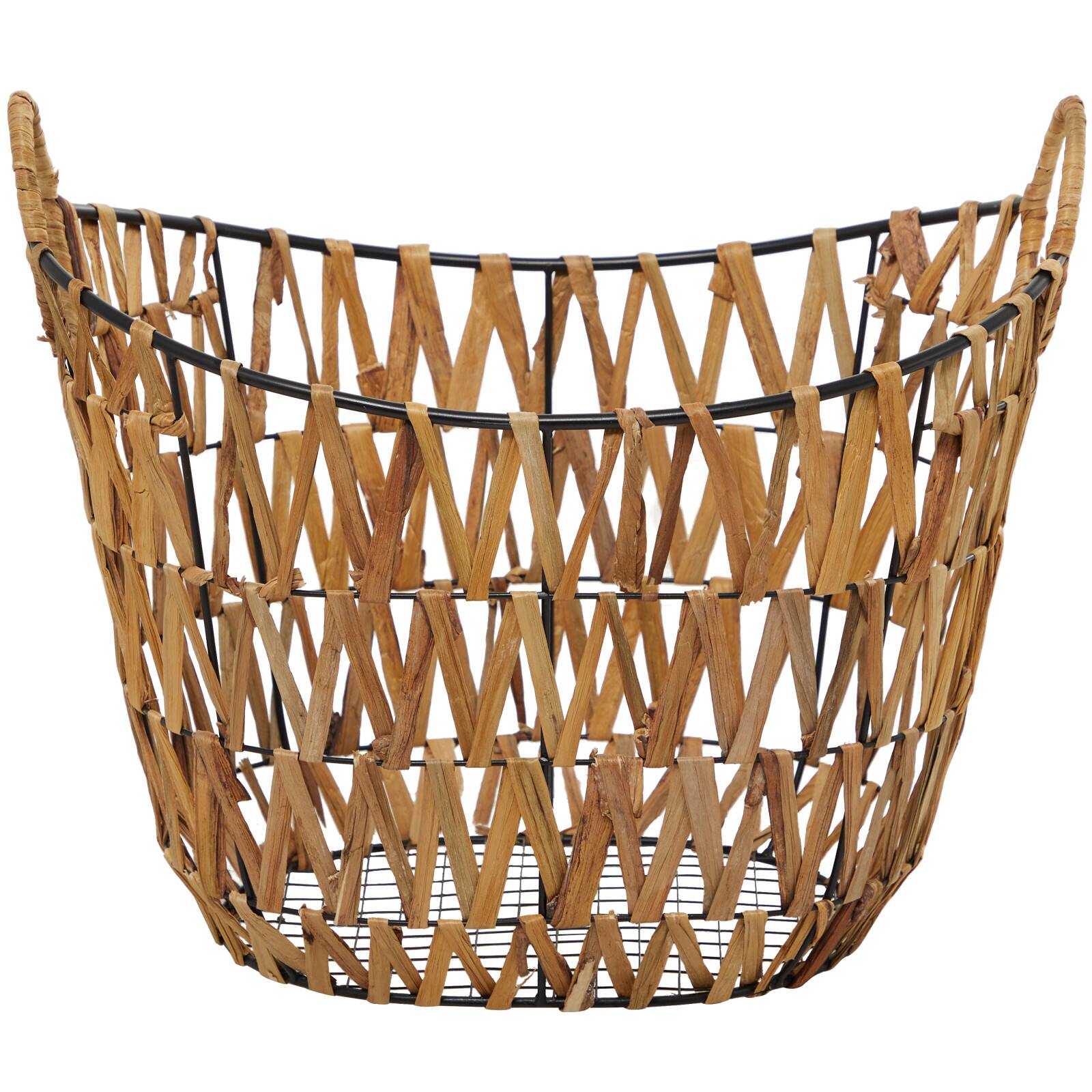The Novogratz Brown Metal Storage Basket with Handles 20" x 15" x 16"