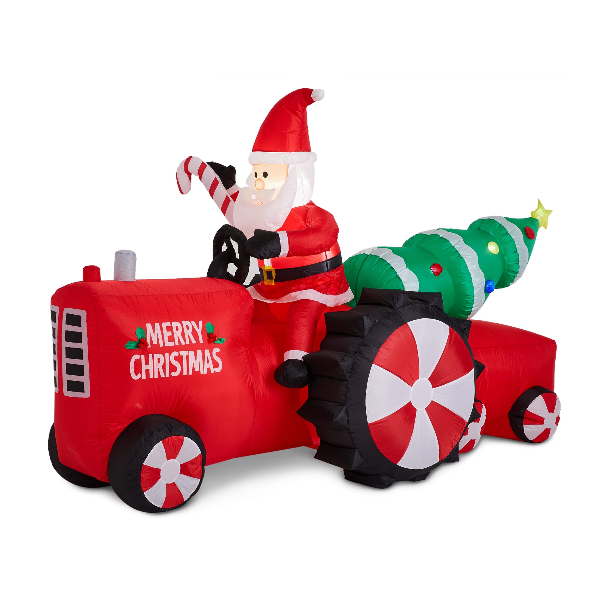Glitzhome&#xAE; 11ft. Lighted Inflatable Santa on Tractor D&#xE9;cor