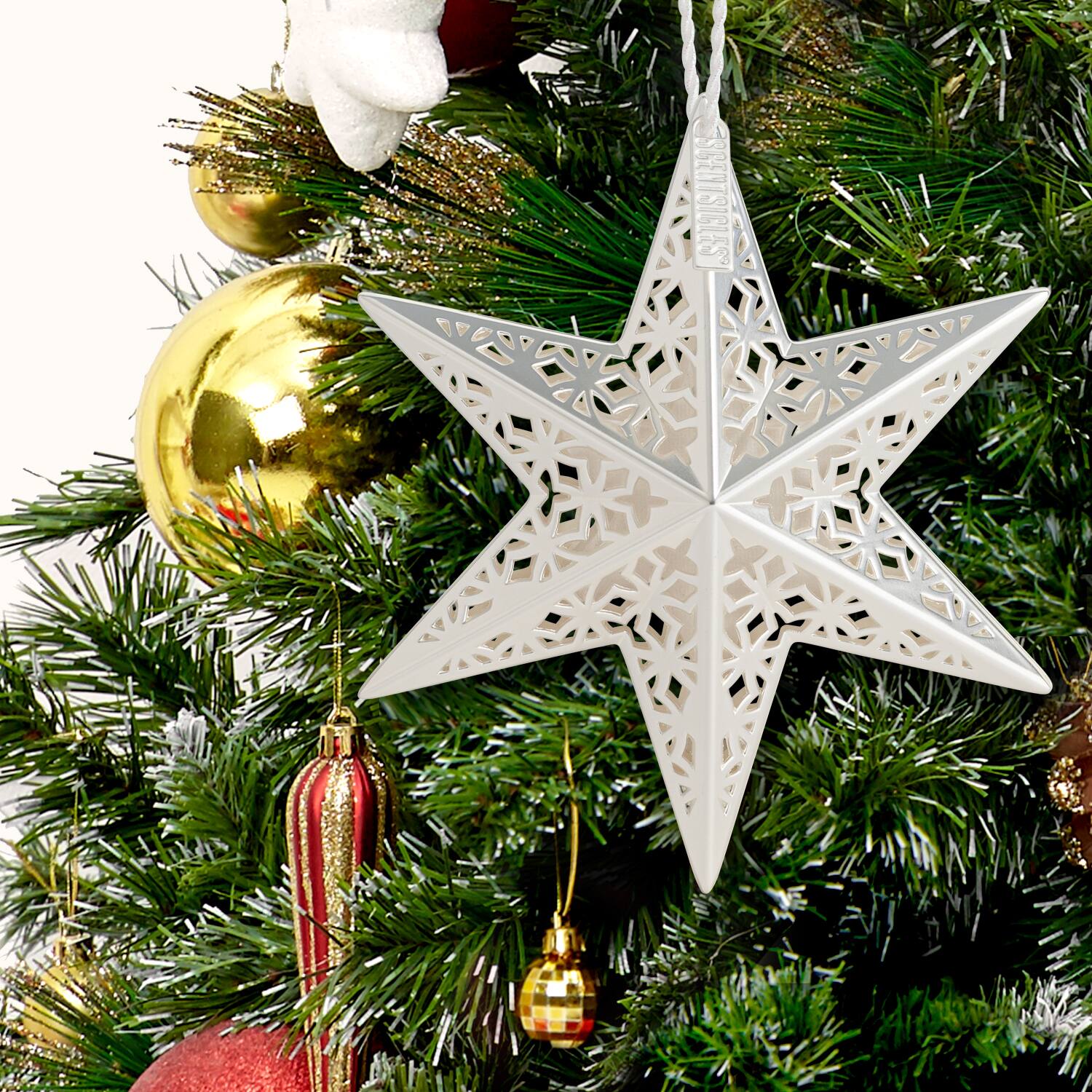 Scentsicles® Metal White Star Decorative Ornament with White Winter Fir Refill