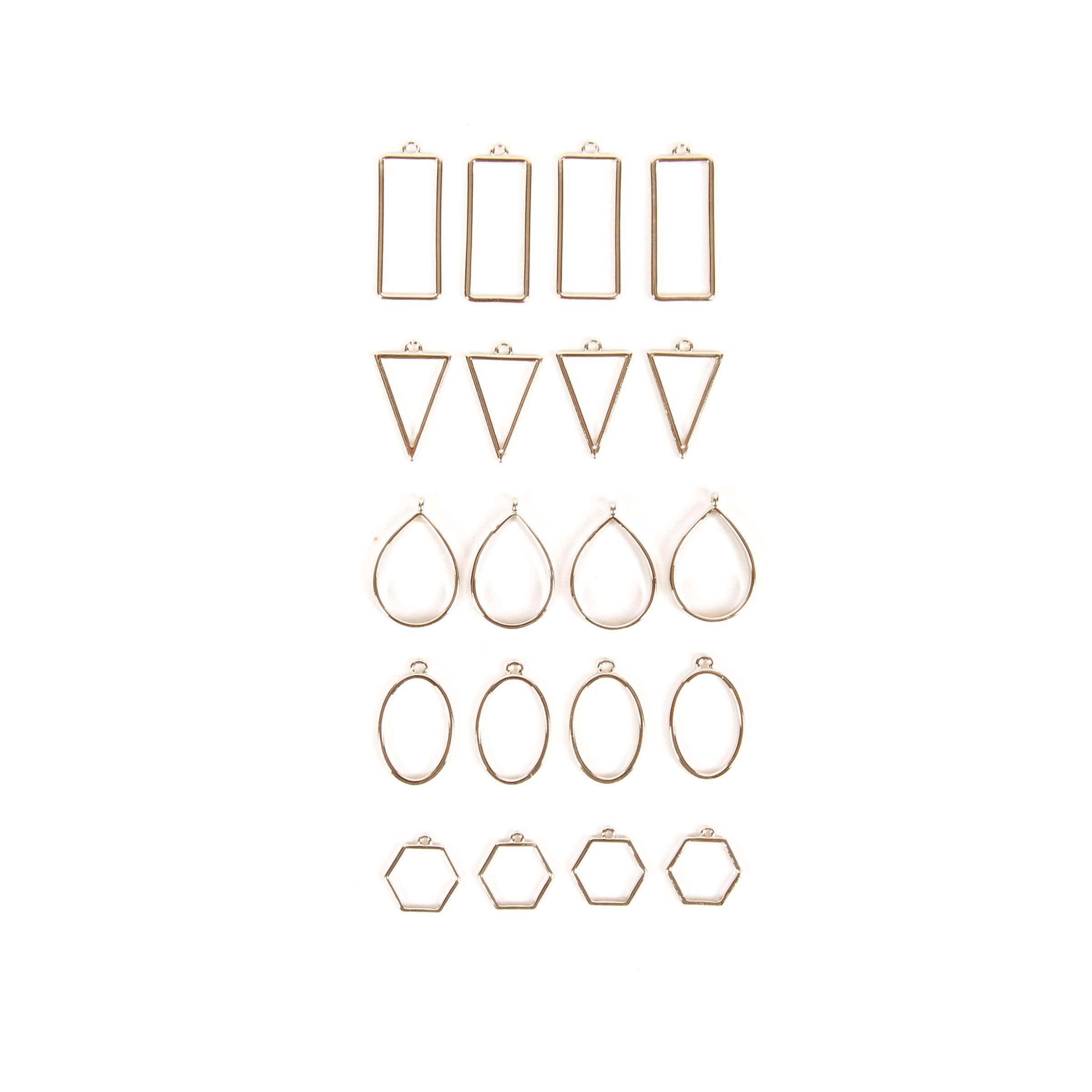 6 Pack: Blue Moon Studio&#x2122; UV Resin Craft Gold Simple Shapes Fillable Metal Charm Set