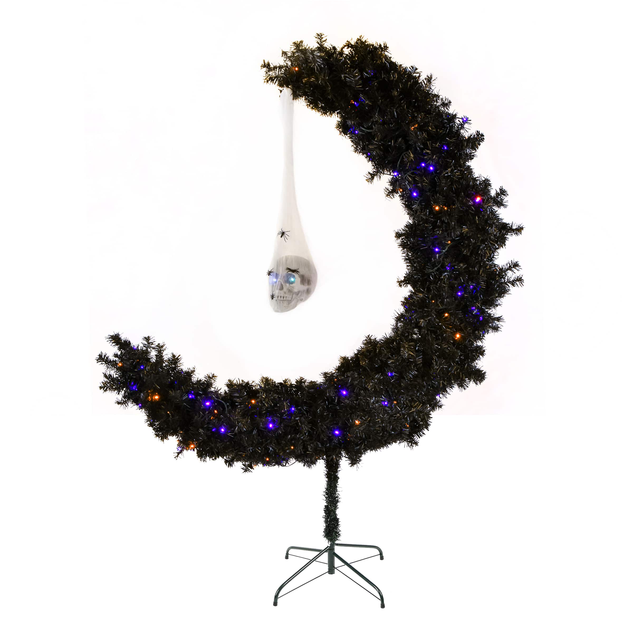 6ft. Pre-Lit Black Moon Shape Halloween Tree