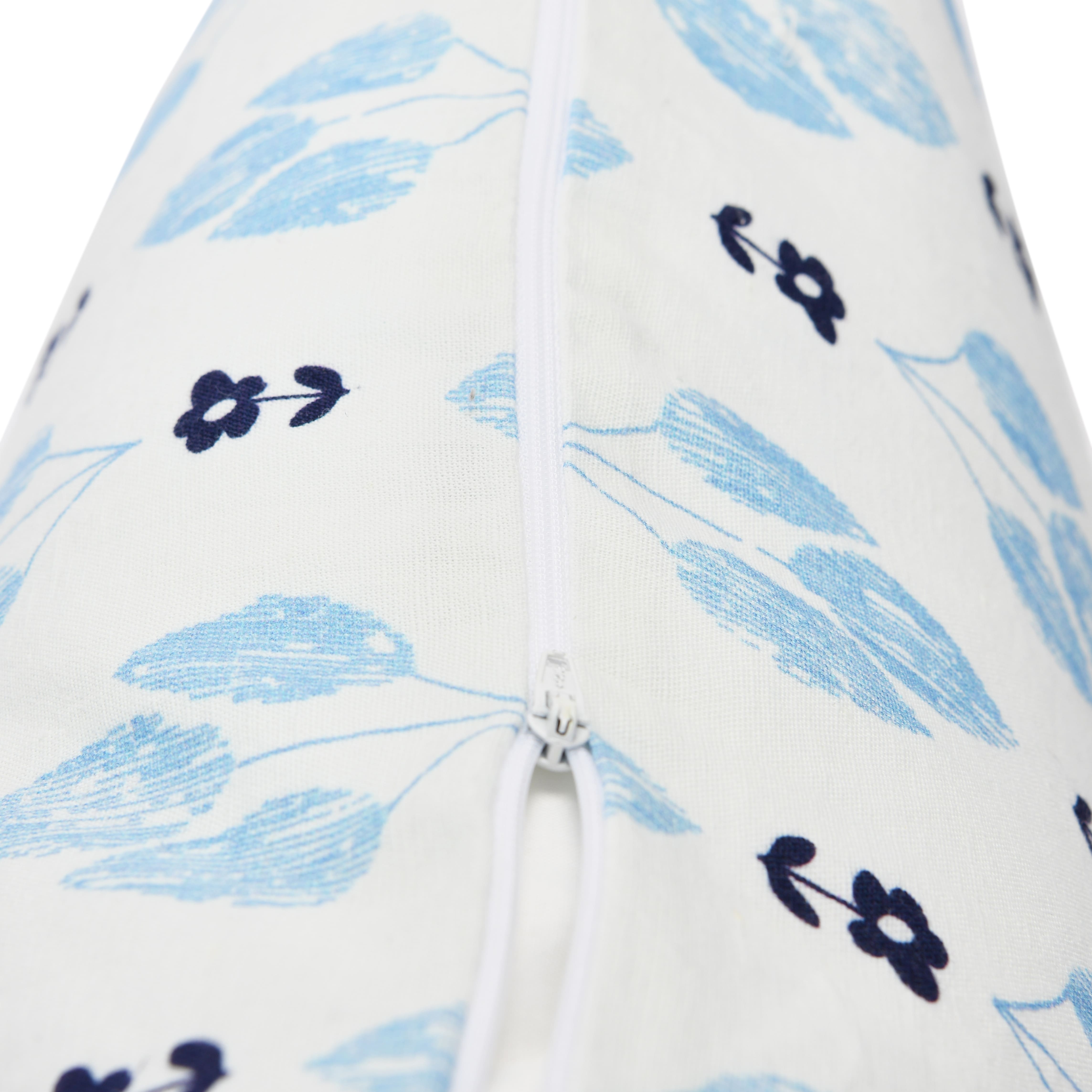 Hello Honey® White & Blue Floral Print Pillow Cover