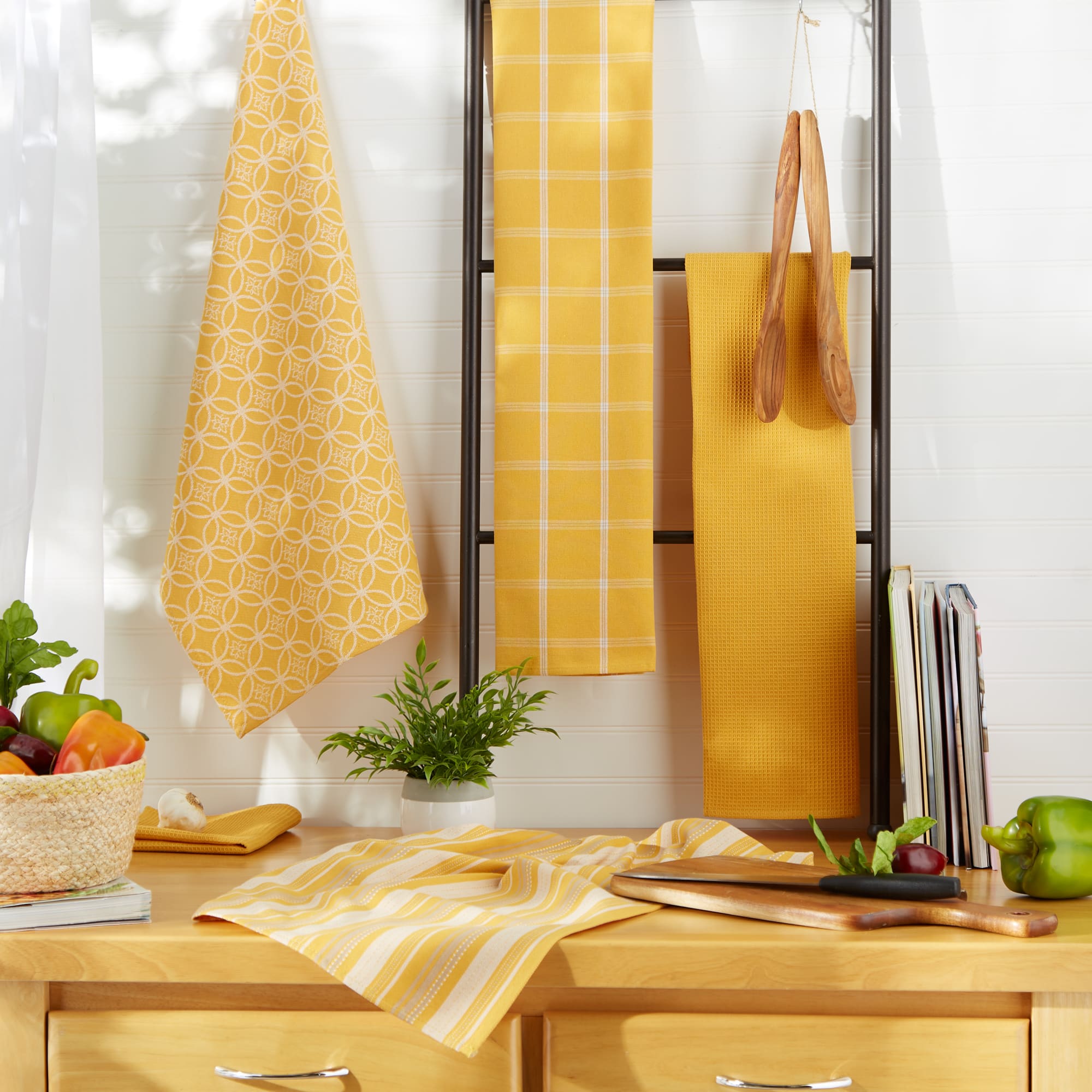 DII® Assorted Mustard Dishtowel & Dishcloth (Set of 5)