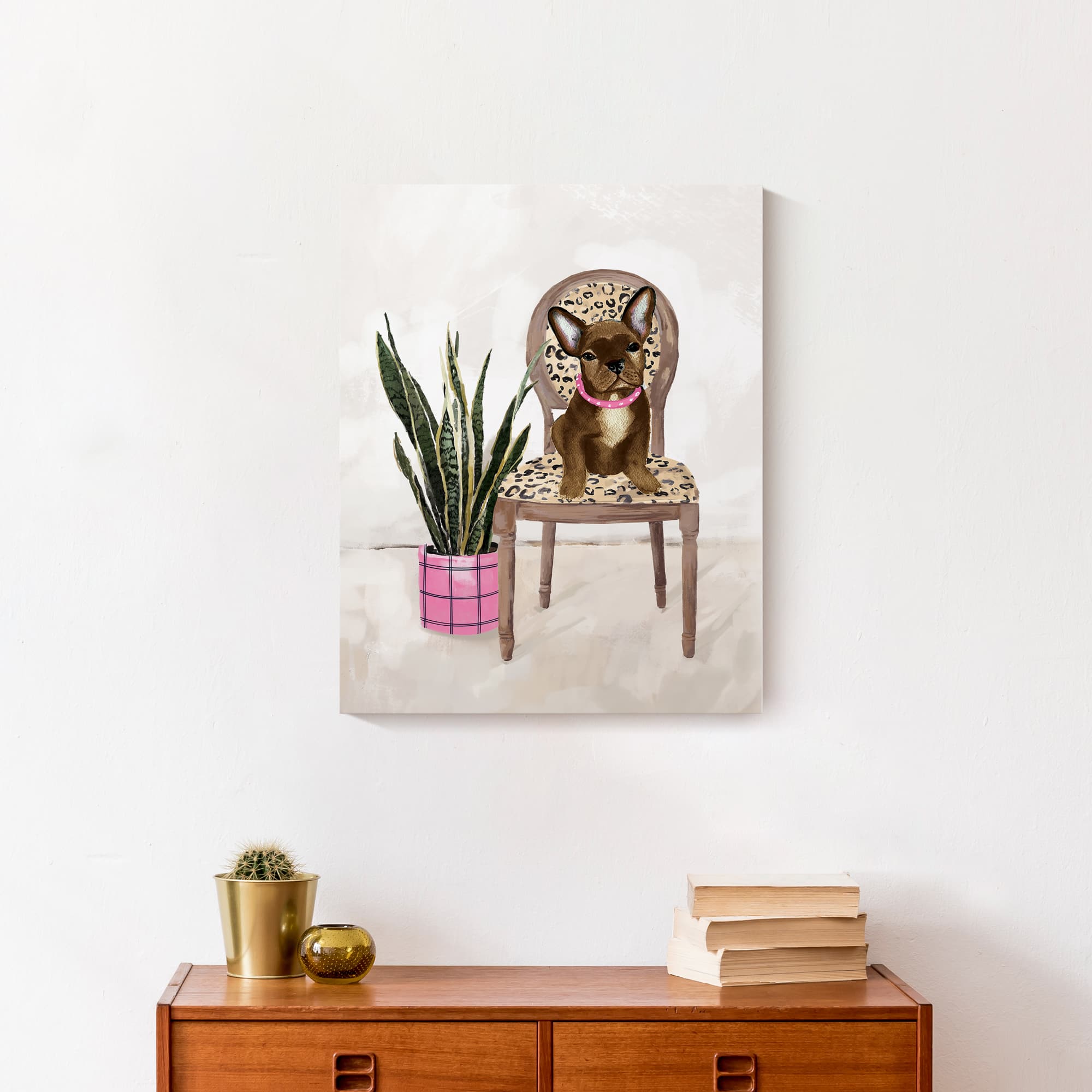 Cheetah Chair Dog 2 Canvas Wall Art